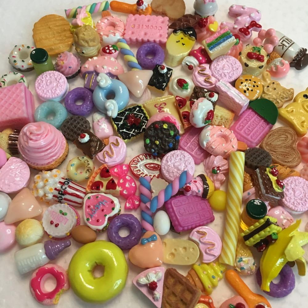MySweetCastle 20pcs Mixed Food Resin Flatback Kawaii Cabochons Decoden
