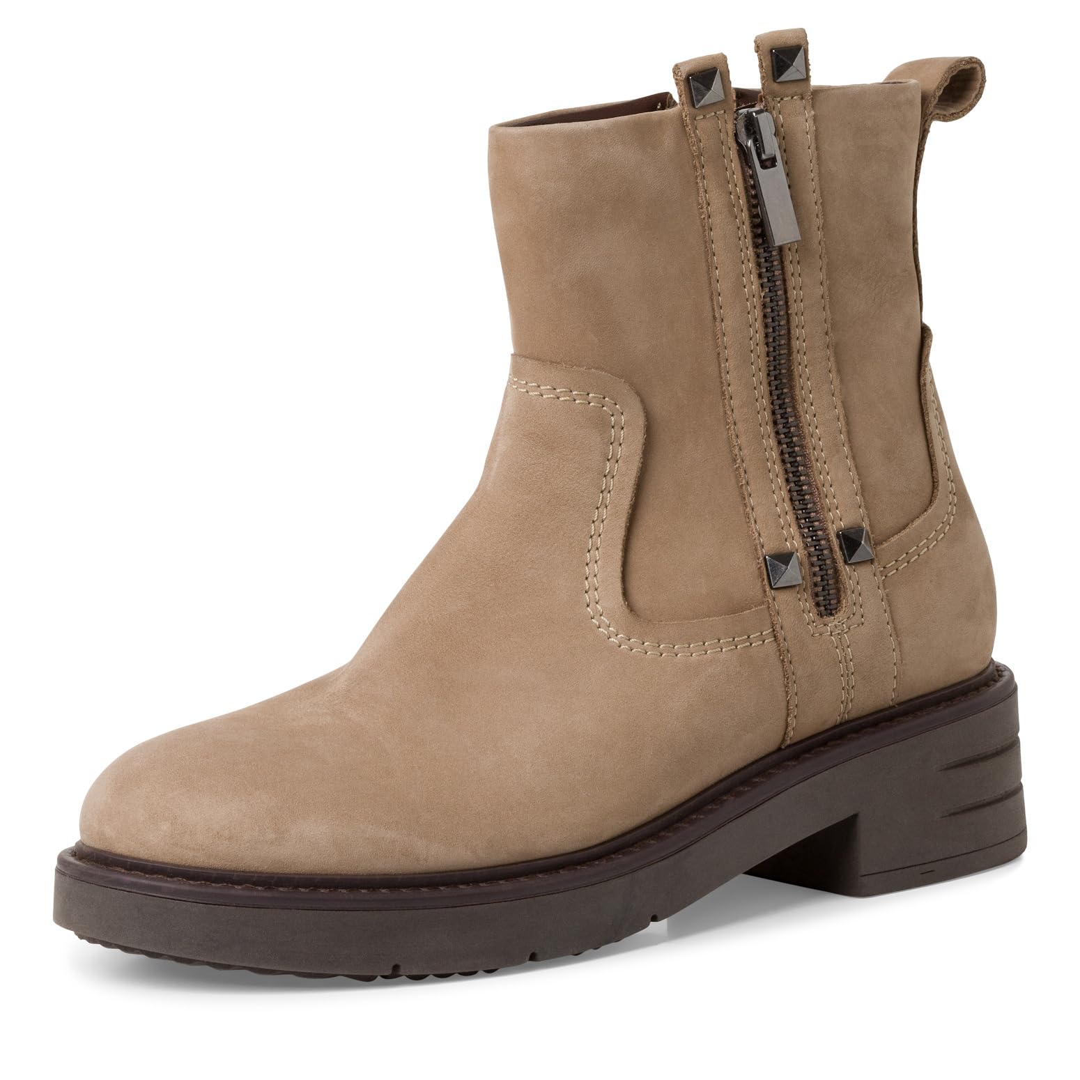 MARCO TOZZI Damen Stiefeletten mit Absatz aus Leder mit Reißverschluss
