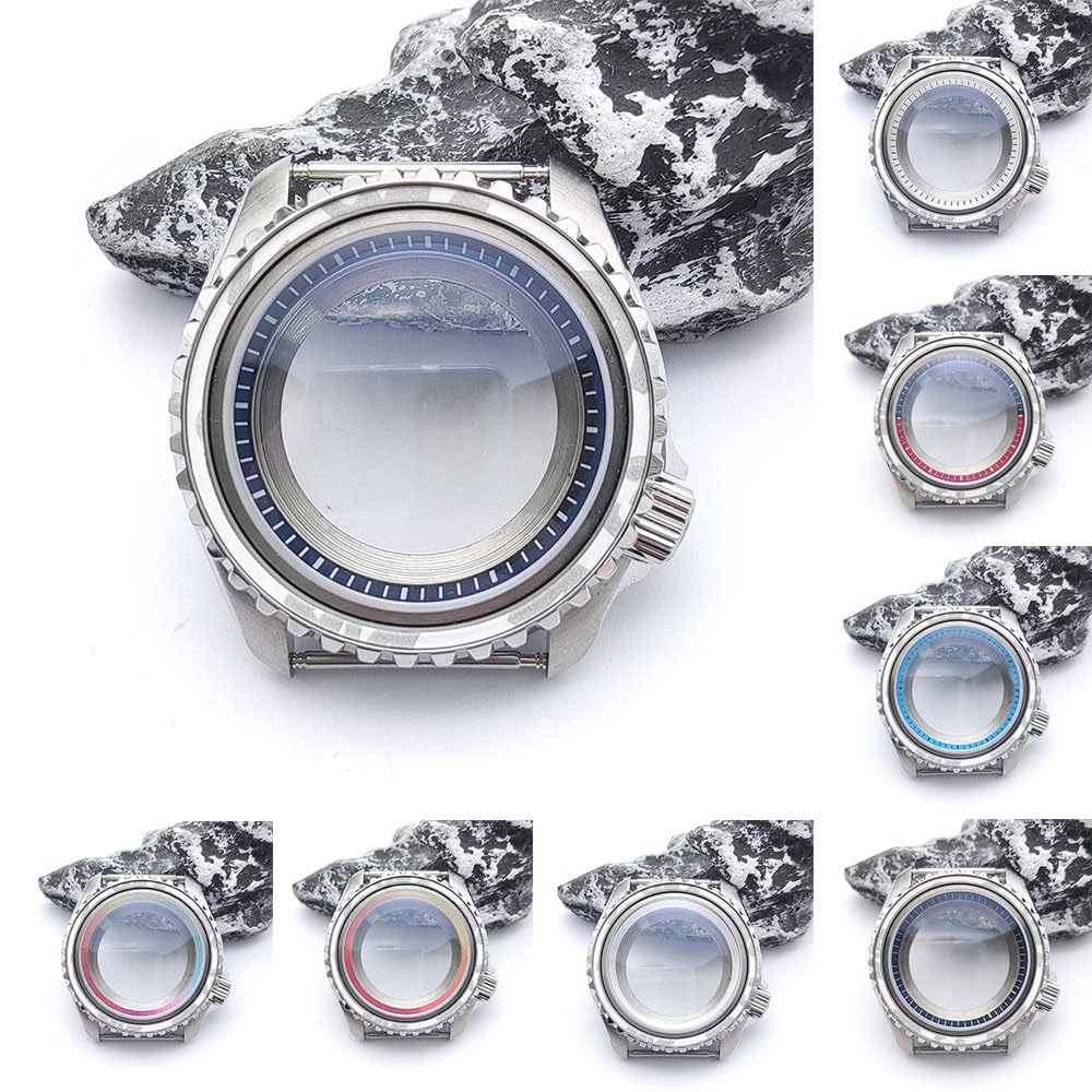 42mm DIY Edelstahl Uhrengehäuse Kapitelring Kit, Passend für NH35 NH36 Werk, Transparenter Boden Ersatz Uhren Modifizierung Set für Seiko SKX007
