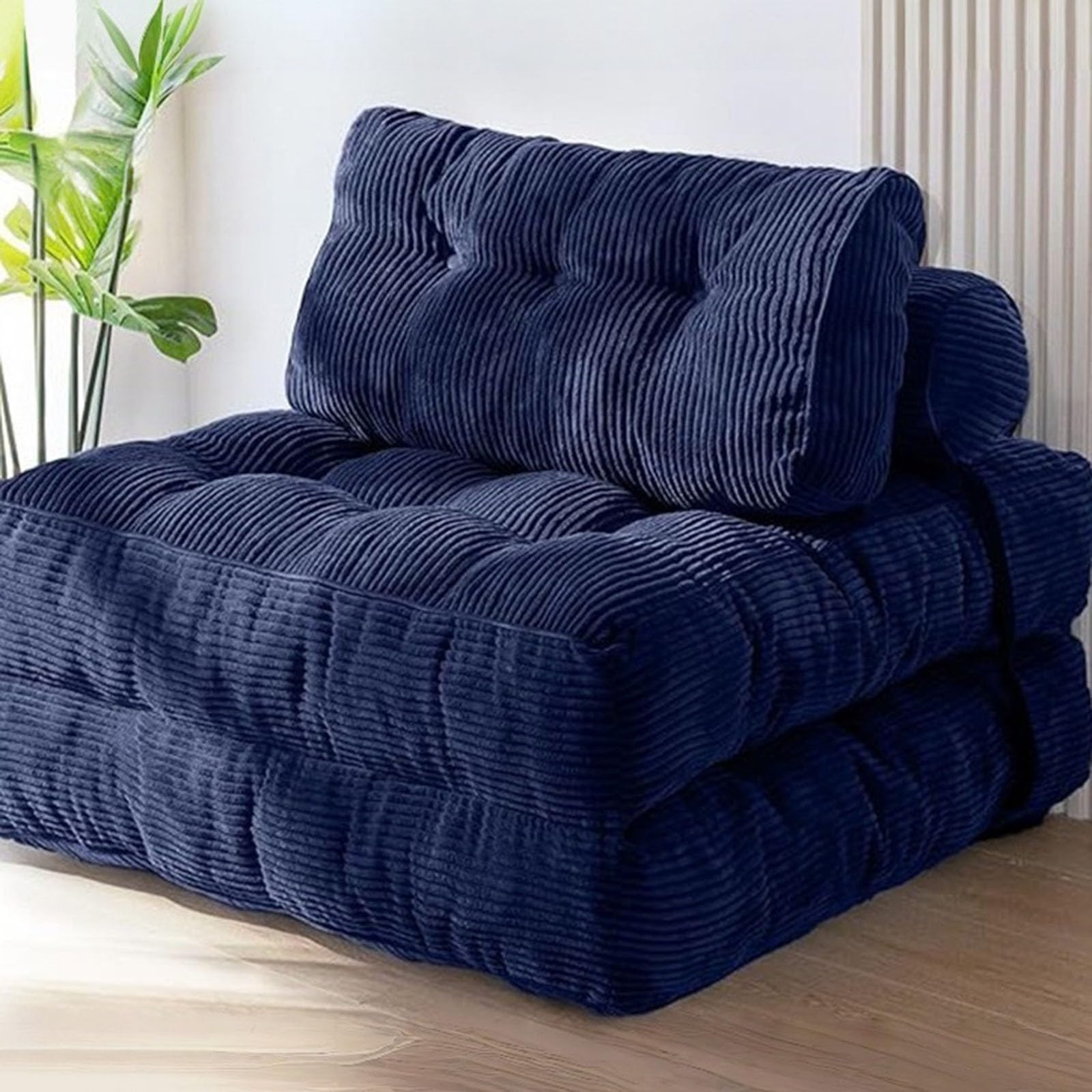 Sofa rozkładana, przenośna, rozkładana, wygodna sofa podłogowa, rozkładana sofa, rozkładany fotel z oparciem do salonu i sypialni królewski niebieski, 200 cm