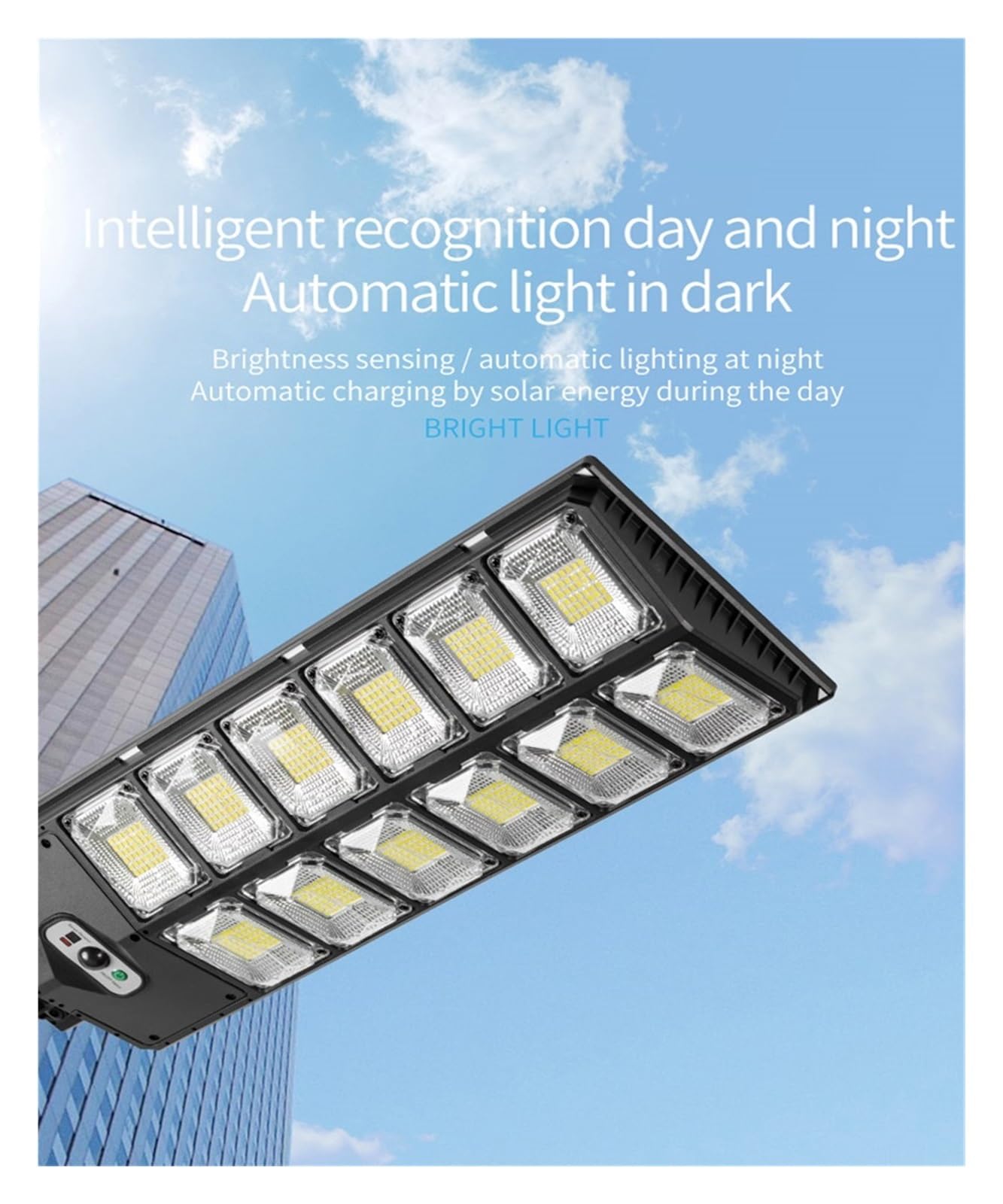 Lampy Solarne Zewnątrz, Słoneczne lampy uliczne zewnętrzne wodoodporne 8000lm wysoka jasność lampa LED od zmierzchu do świtu z pilotem na czujnik ruchu do ogrodu,Do ogrodu, ulicy, werandy(Brown)