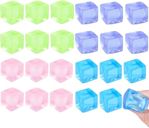 Miniatura 1 de 24 bolas antiestrés para adultos, juguetes para apretar cubitos de hielo, juguetes sensoriales de bolas estrujables cuadradas, juguetes sensoriales