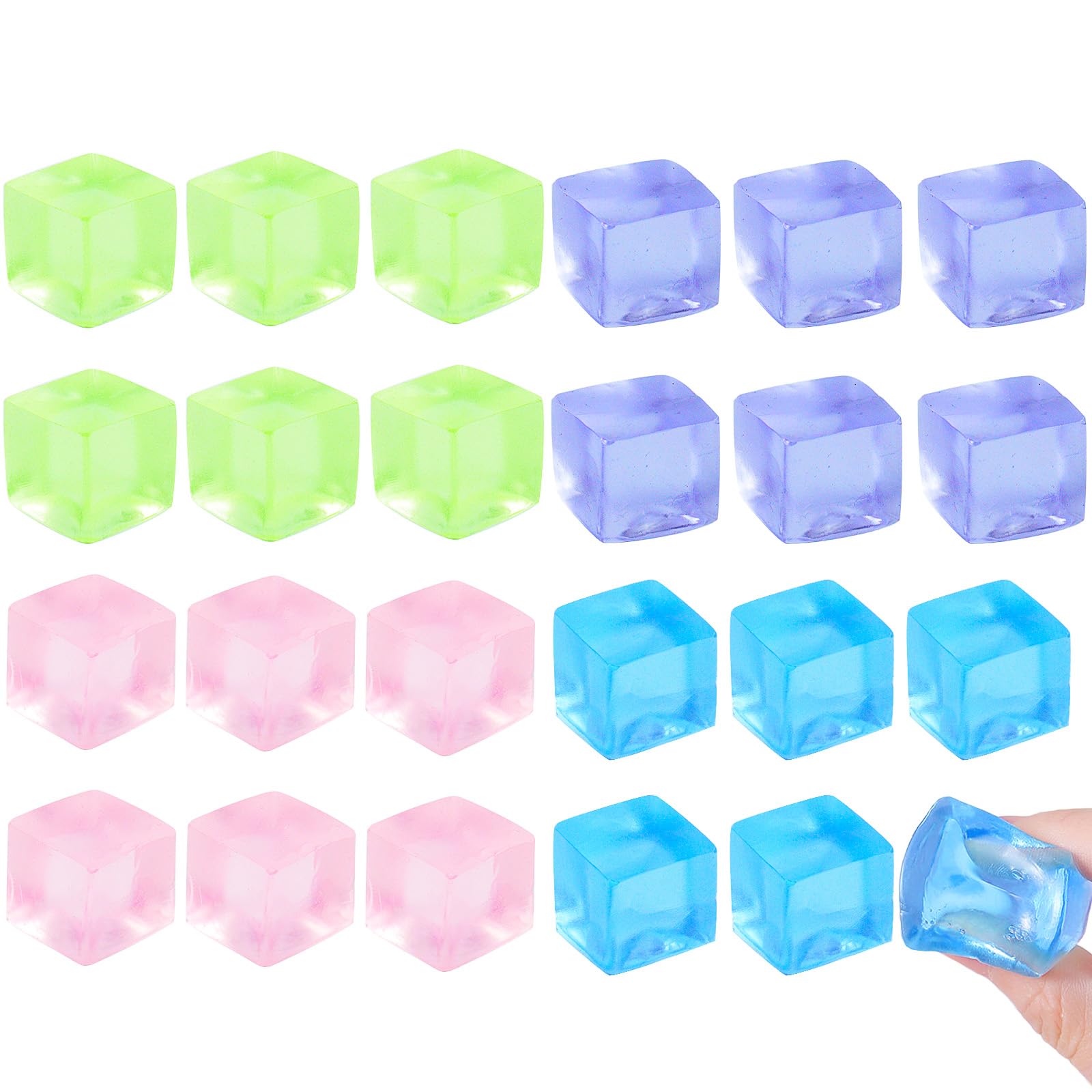 24Pcs Stress Balls Fidget Toys Adults, Ice Cube Squeeze Toys - Square Squeeze Ball Sensory Toys, Stress Balls Toy to Adult, Squeeze Cube Fidget Squeeze Toys, Small