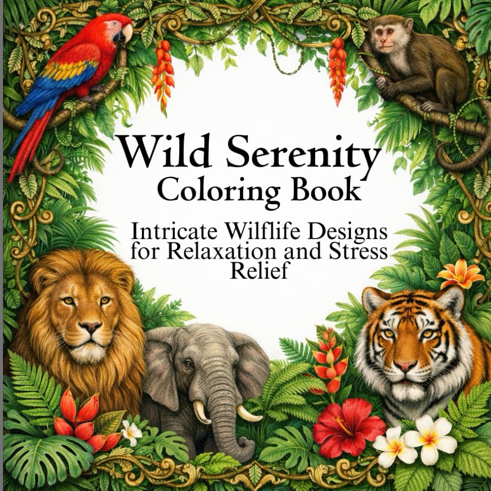 Wild Serenity: An Adult Coloring Book Featuring Intricate Wildlife Designs for Relaxation and Stress Relief