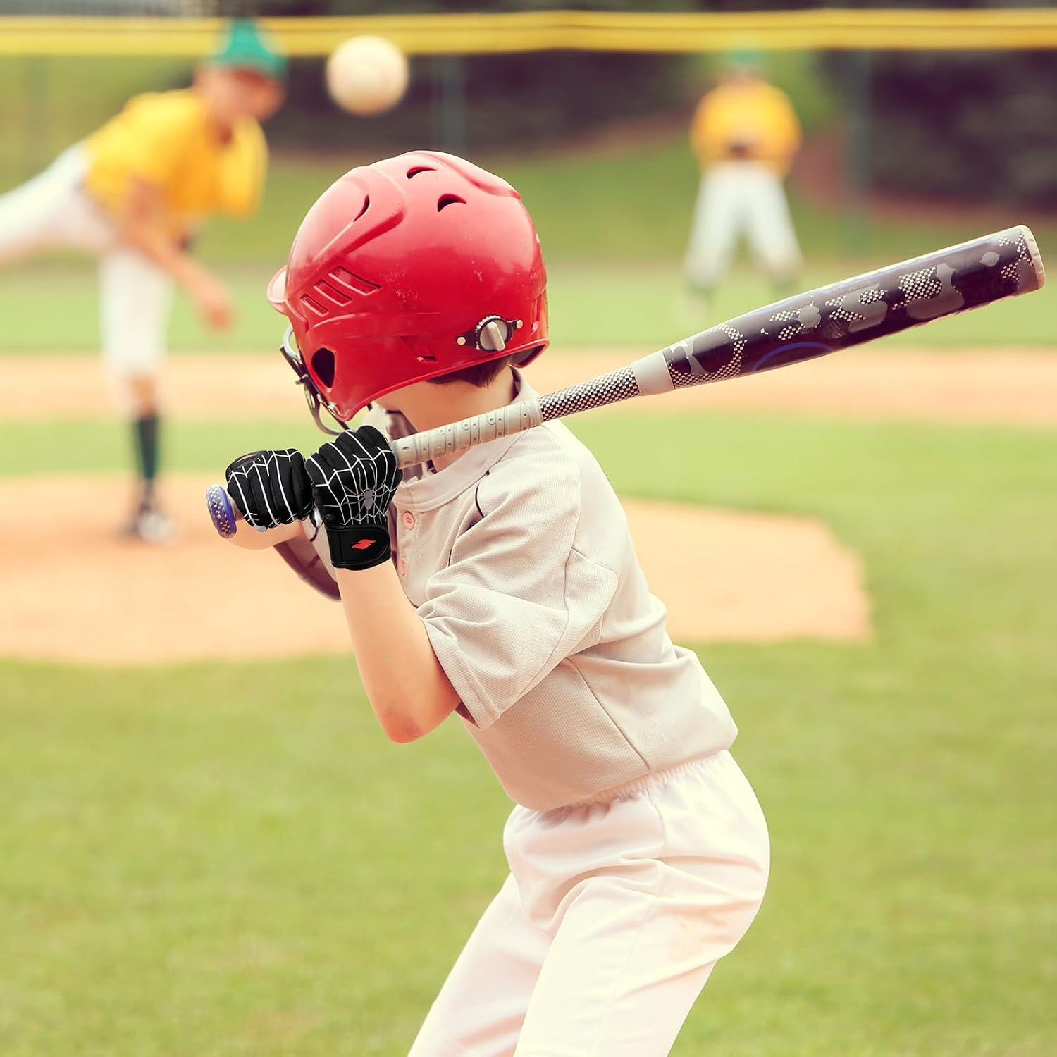 Youth Baseball & Softball Batting Gloves for Kids with Super Grip Fit