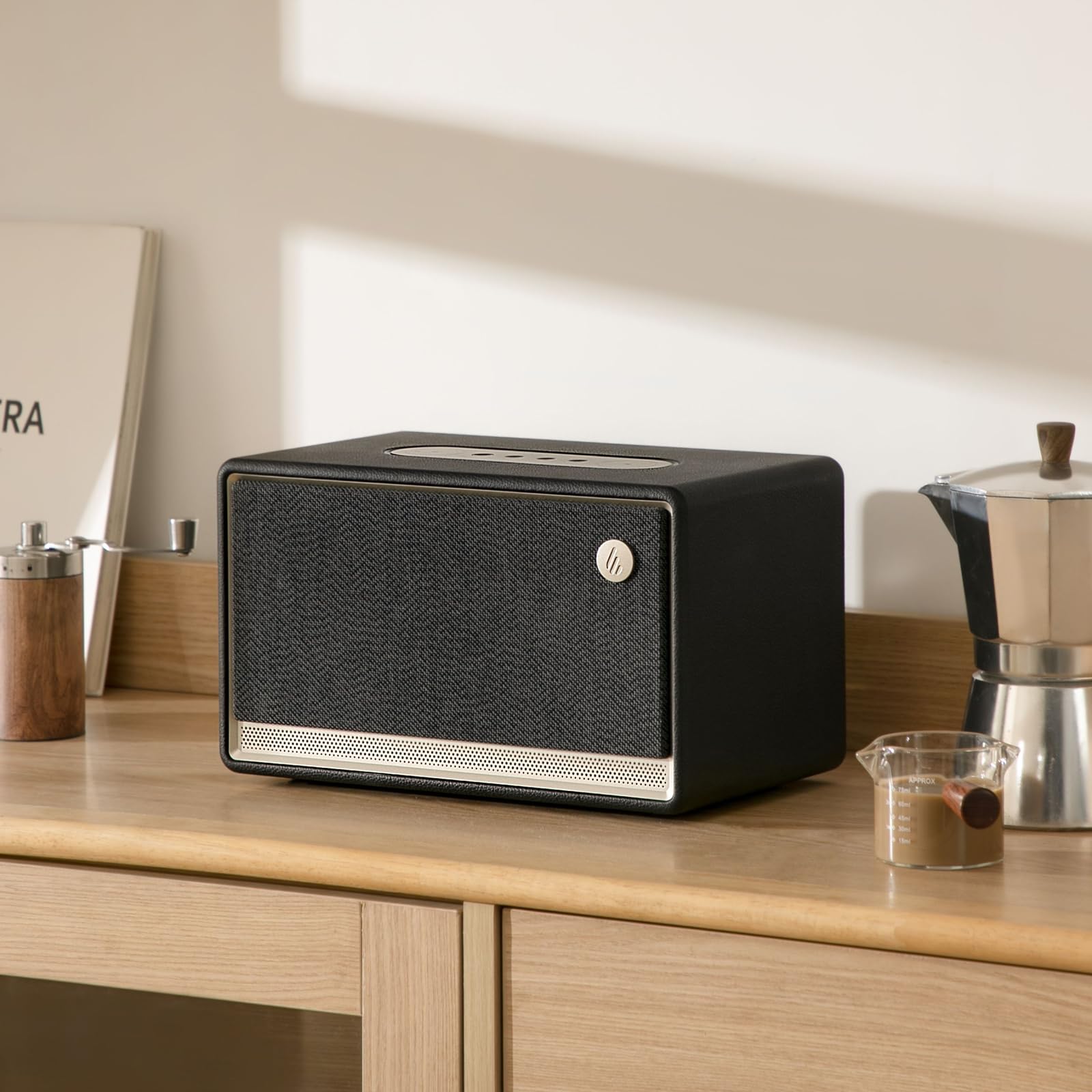 Edifier ES300 Enceinte Wi-FI & Bluetooth – Son Hi-Res 60W, AirPlay 2, LDAC, autonomie 12h, Multiroom, USB & AUX, éclairage ambiant, boîtier en Bois, contrôle Via Application – Enceinte Haut de Gamme