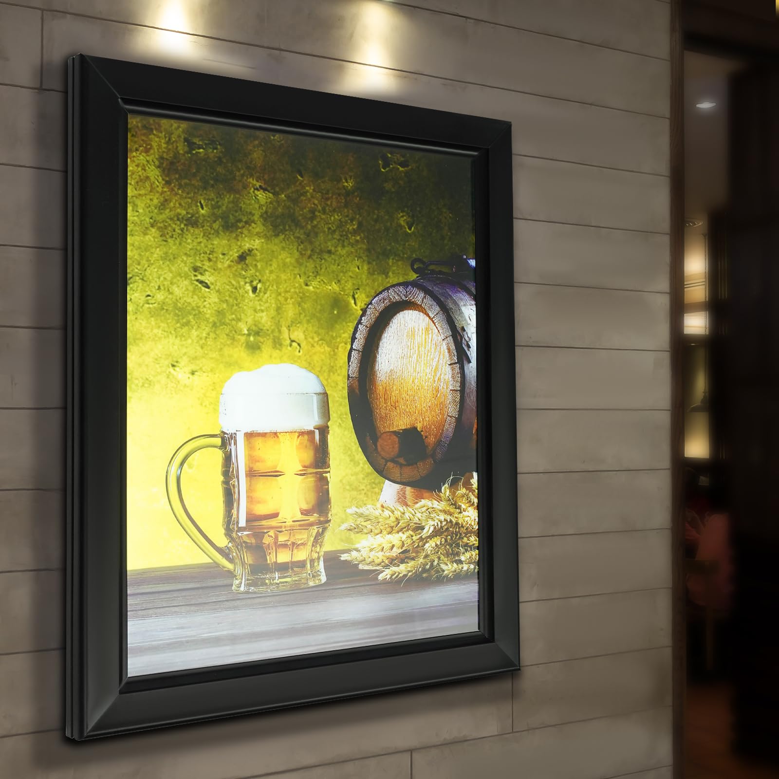 LED Plakatrahmen, Beleuchteter Bilderrahmen aus Acryl und Aluminium Profil, Posterrahmen mit Netzadapter, Wandmontiert, Frontöffnungsdesign Stil, für Plakate Werbedisplays, 40 * 50 * 2.8cm