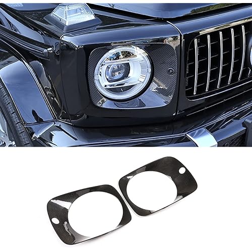 for Mercedes-Benz G-Class W463 G63 W464 2019-2020 Car Styling Real Carbon Fiber Car Headlight Panel Frame Sticker Car External Accessories