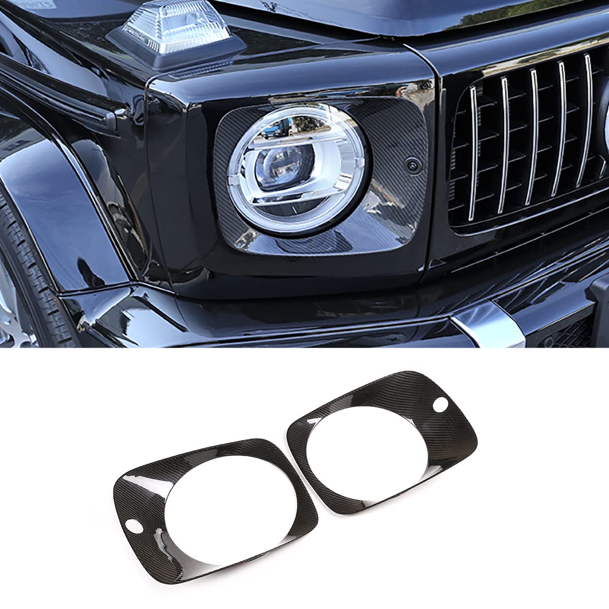 for Mercedes-Benz G-Class W463 G63 W464 2019-2020 Car Styling Real Carbon Fiber Car Headlight Panel Frame Sticker Car External Accessories