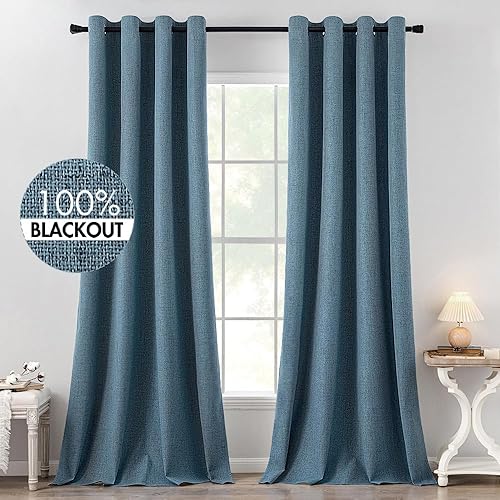 Vista 59 de MIULEE - Cortinas blancas opacas con textura de lino para dormitorio o guardería, con aislamiento térmico, con ojales, para sala y decoración, 52 x