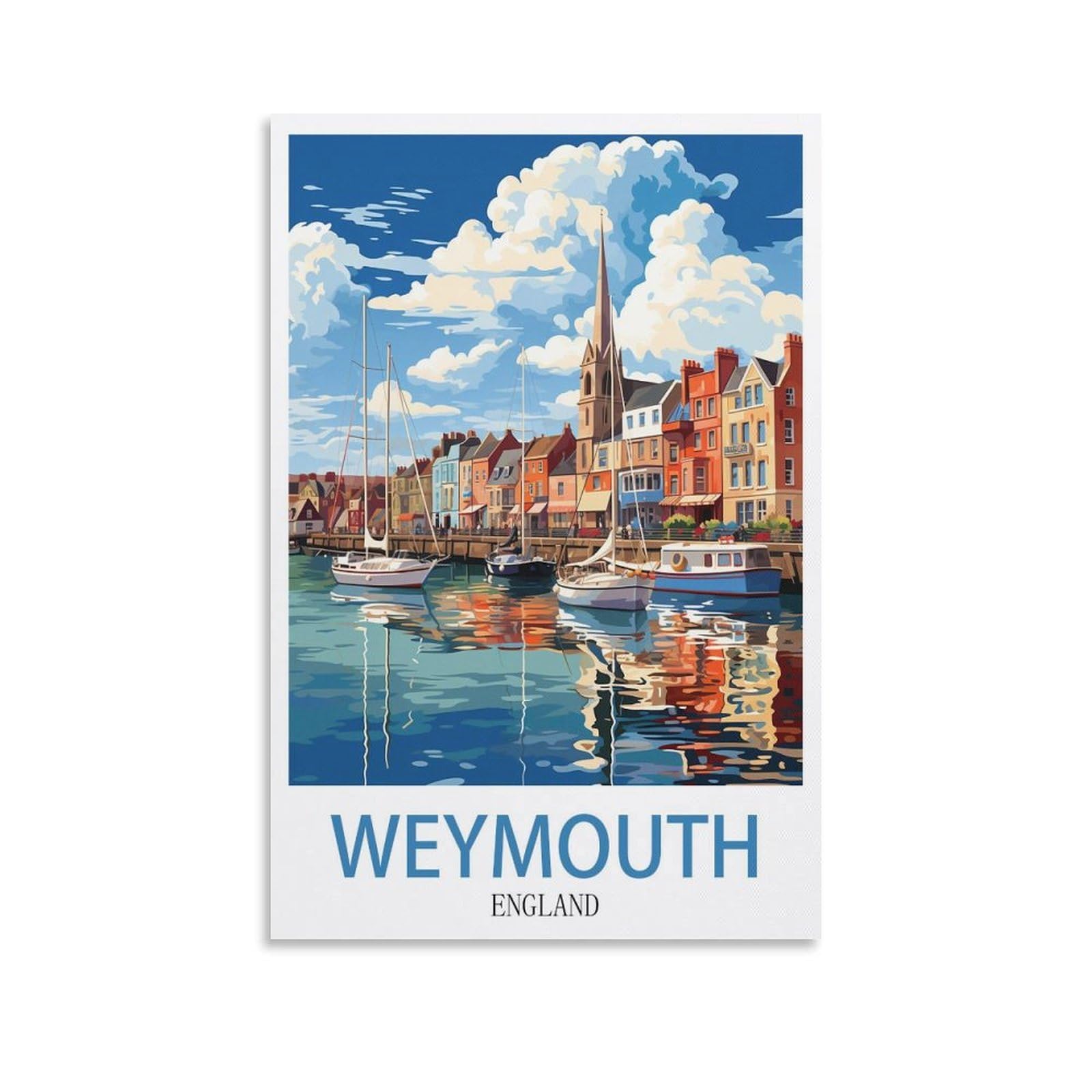 EZMLFA 5D Diamond Art Kits for Beginner,Weymouth England,Beginners,DIY Full Round Drill Diamond Dot Gem Art Kits for Adults,Crafts for Decor 50x60cm