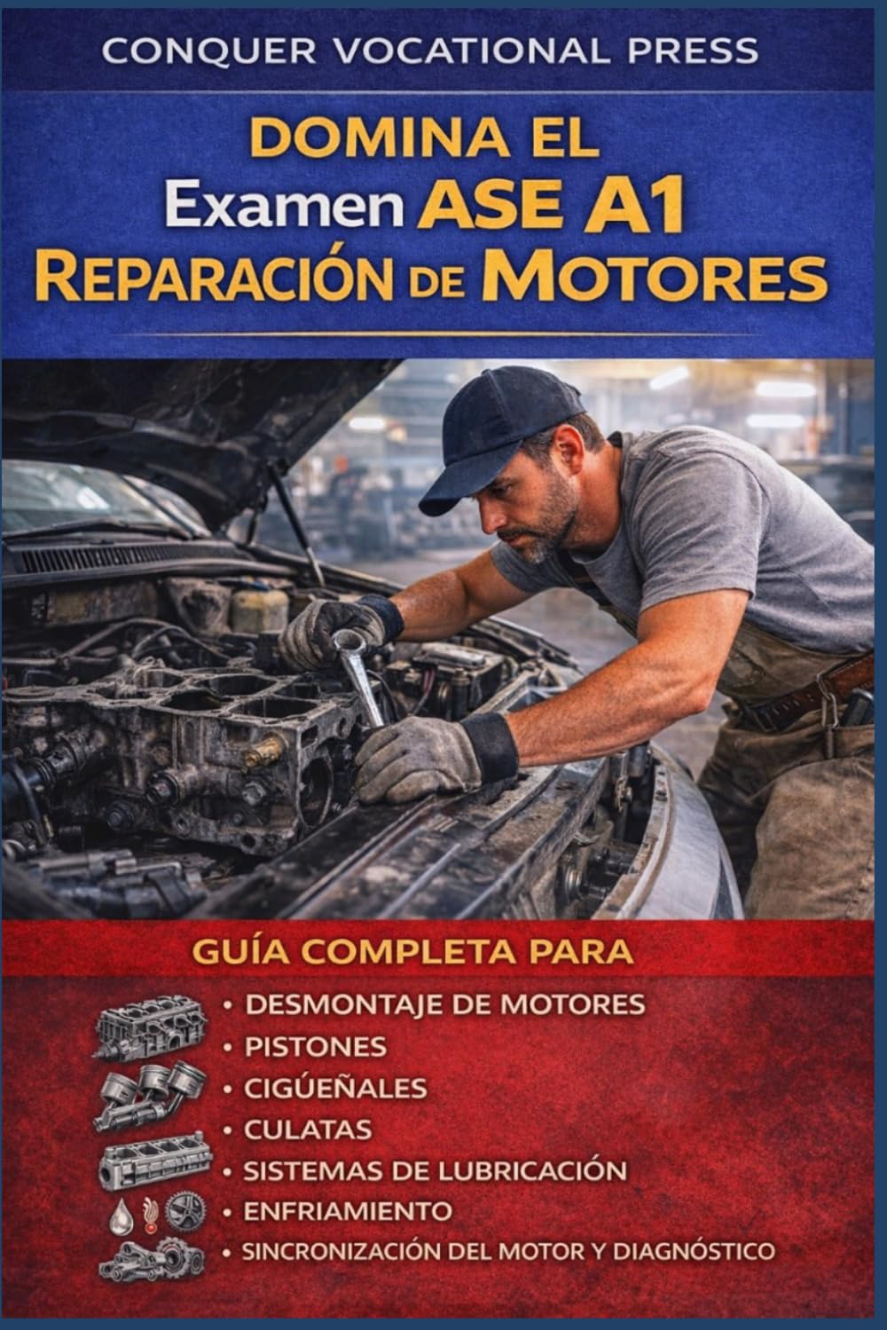 Domina el Examen ASE A1 Reparación de Motores: Guía Completa para Desmontaje de Motores, Pistones, Cigüeñales, Culatas, Sistemas de Lubricación, ... del Motor y Diagnóstico (Automotive Exams)
