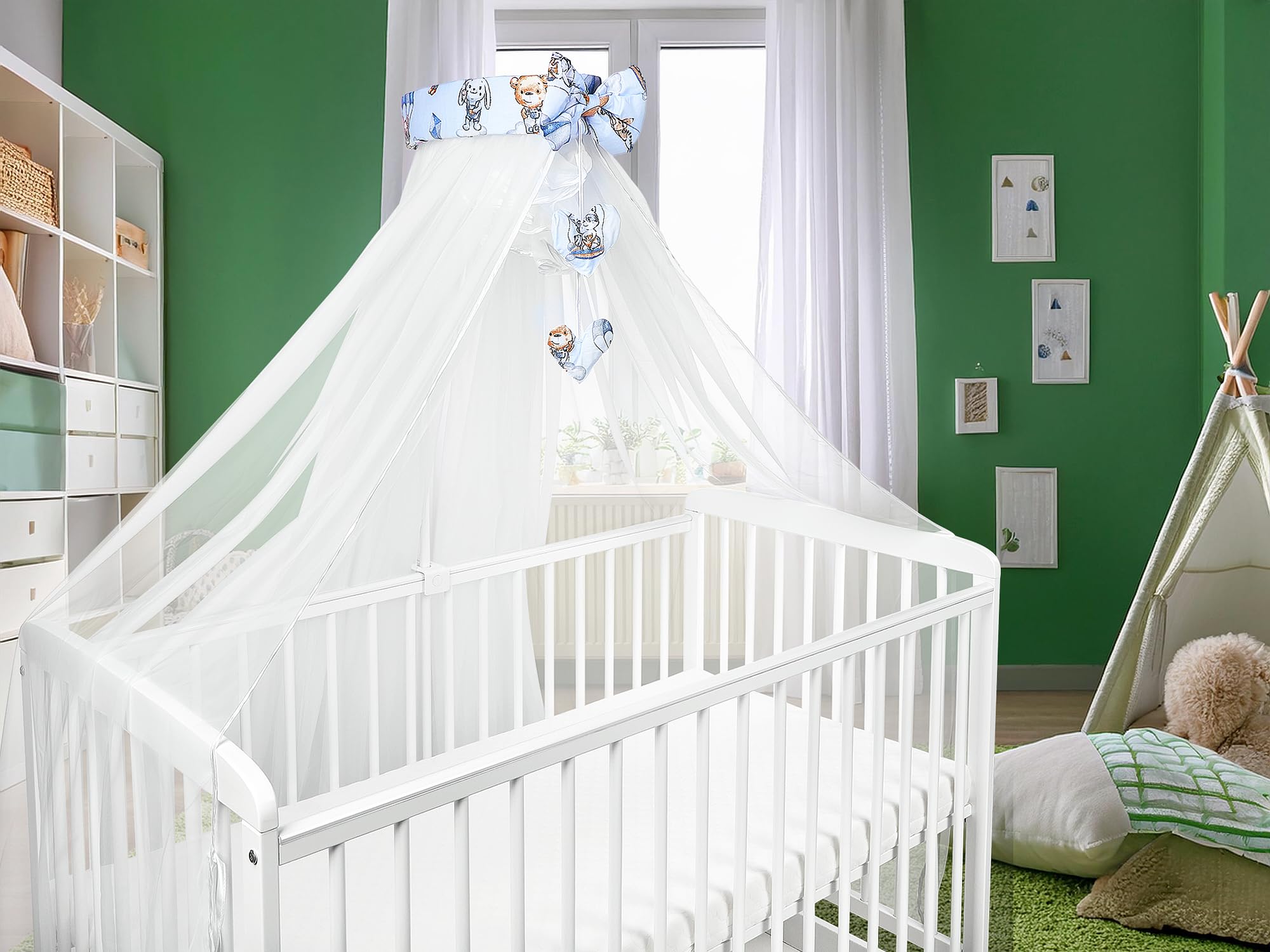 Babymam Baby Canopy Drape Mosquito Net With Holder To Fit Cot & Cot Bed Walk in the Clouds