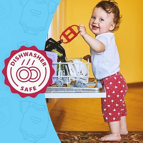 Miniatura 3 de Impresa Paquete de 4 asas de biberón rosas para biberones Dr. Brown, enseña a los bebés a beber de forma independiente para beber biberón, soporte