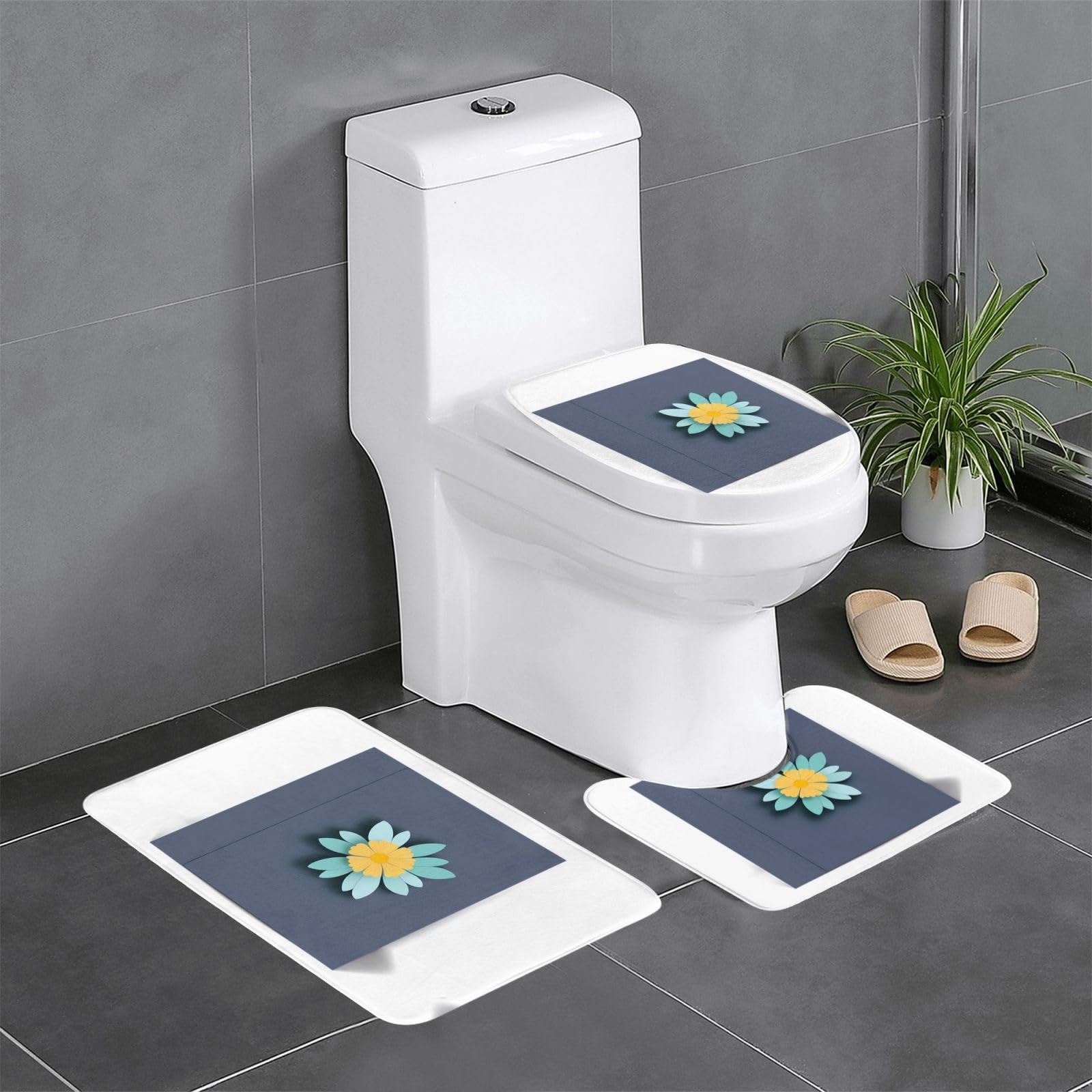 Tapis de salle de bain YYHWHJDE lavabo WC 61x40 cm motif fleurs
