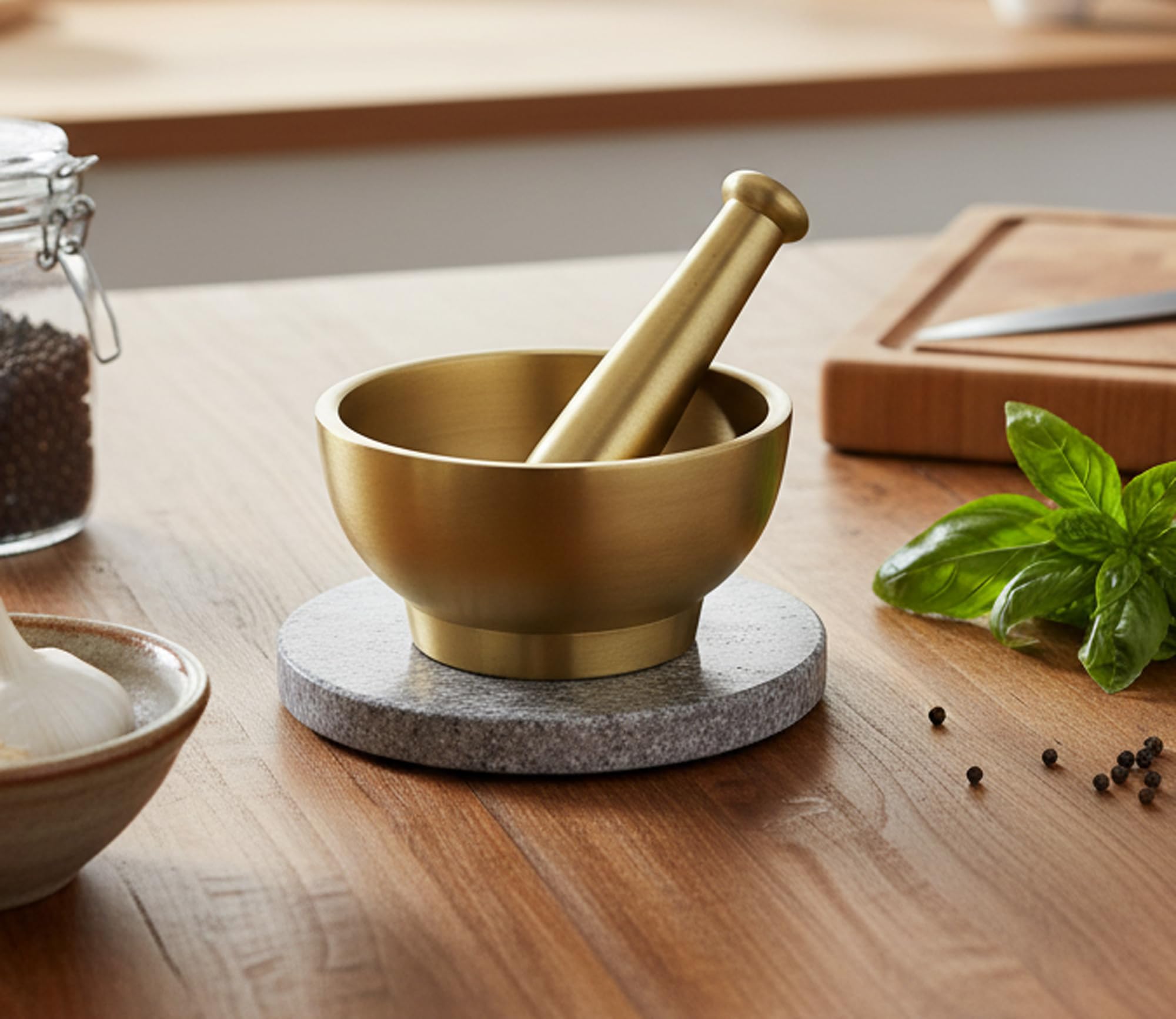 Esplanade Mortier en laiton pour cuisine – Okhli 10,2 cm pour broyer les épices, les herbes – traditionnel Imam Dasta, Kharal, Kundi