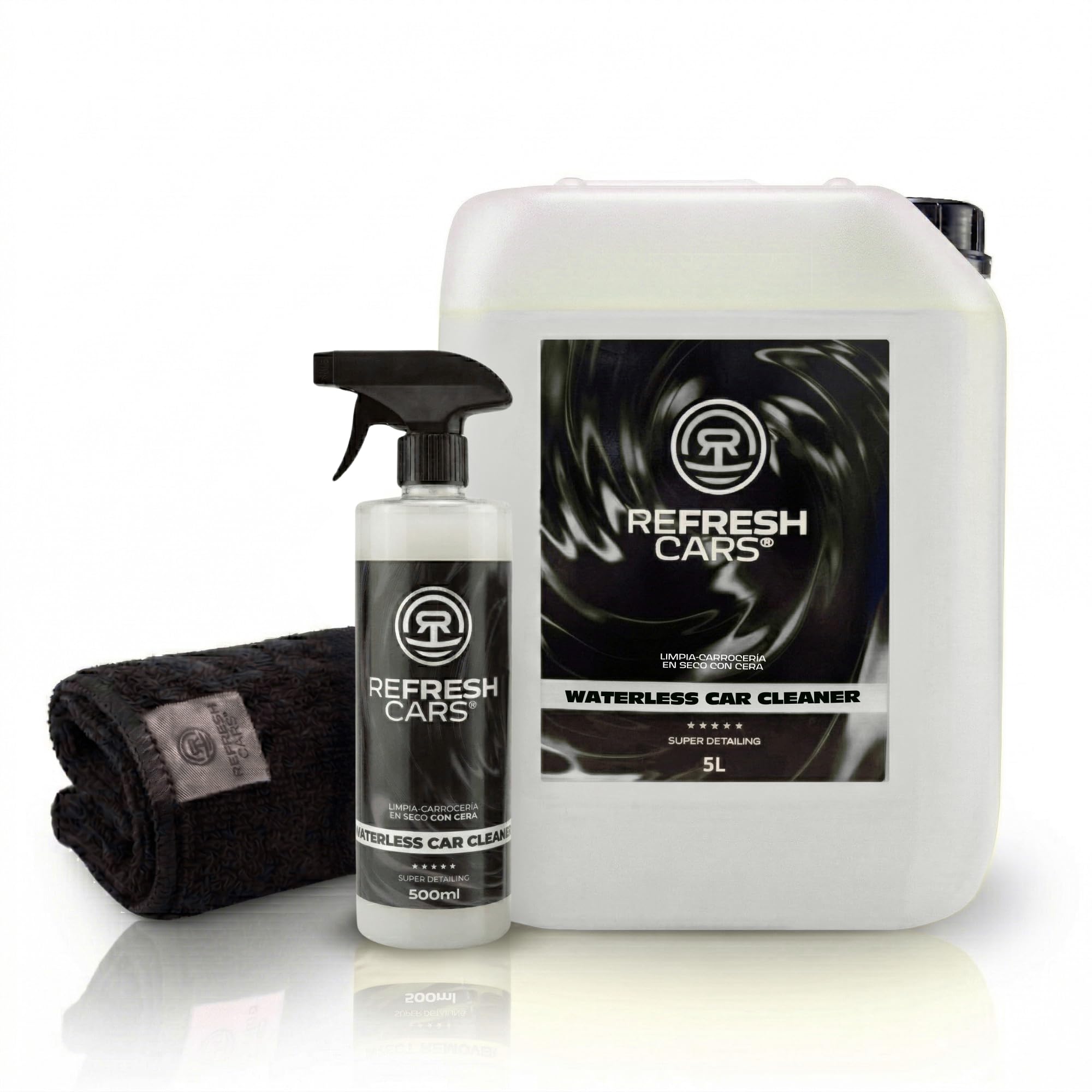 Limpiador de Carroceria con Cera Carnauba 5,5 L + Spray 500 ml - Lavado en Seco Profesional con Ceramica Hibrida - Gran Formato Taller - Abrillantador Hidrofobico para Coche y Moto