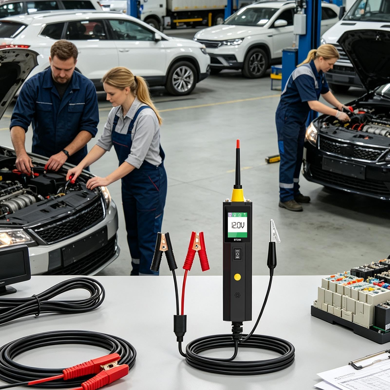 Probador de sonda de circuito automático multifunción eléctrico LCD indicador | Buscador de interrupción del cable del vehículo para fusible de baja tensión SUV autocaravana vehículo sedán remolque