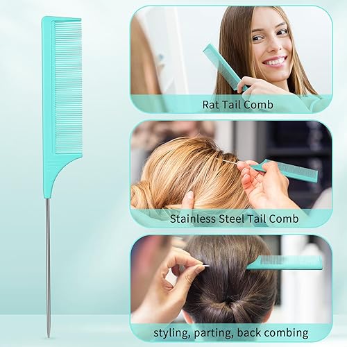 Miniatura 3 de Cepillo de pelo con peine de peinado, verde (individuos de pelo rizado, unisex, cepillo de pelo, desenredante, metal)