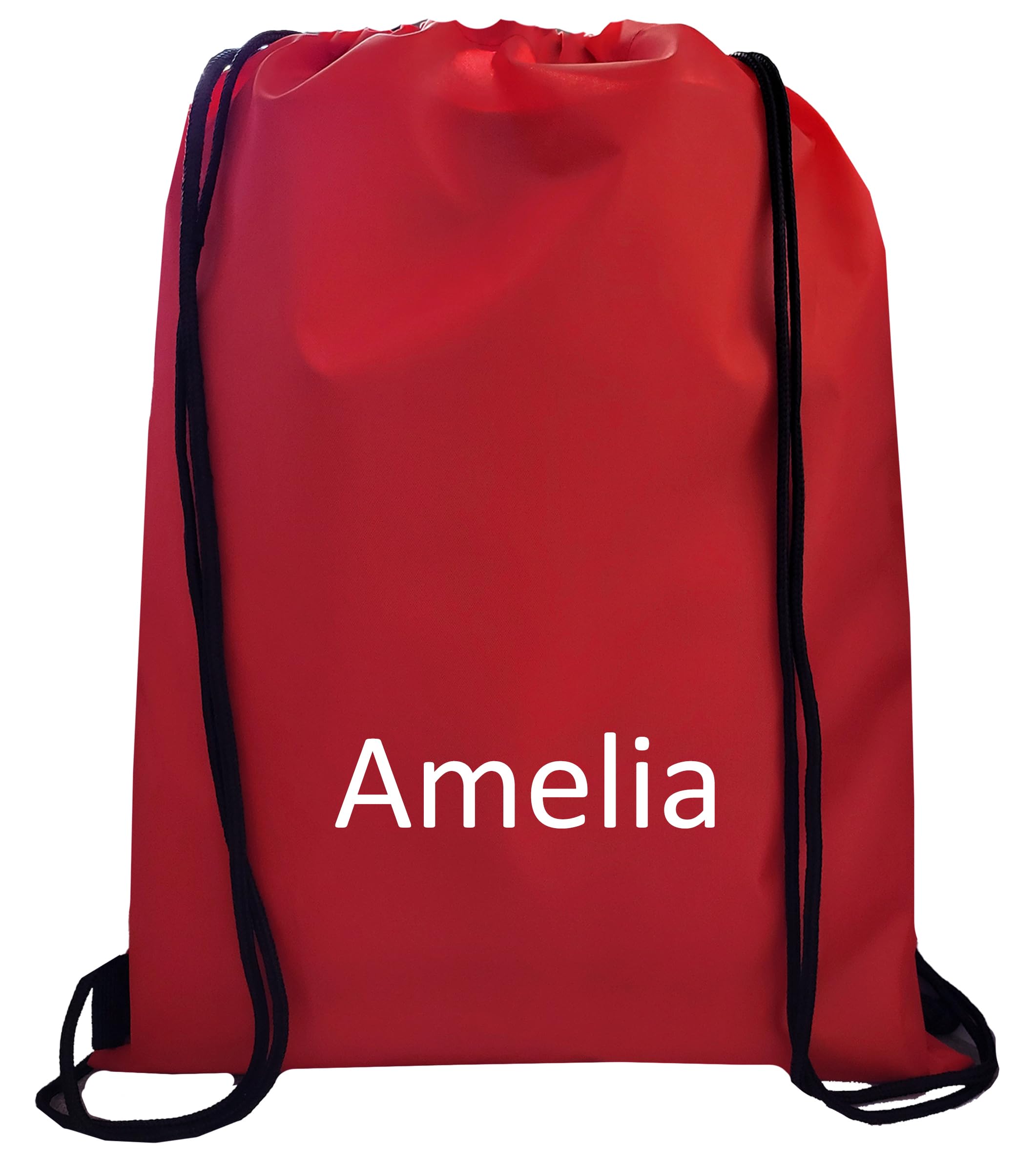 JJLC Personalised School Sports Gym PE Drawstring Bag Embroidered Name (Red)