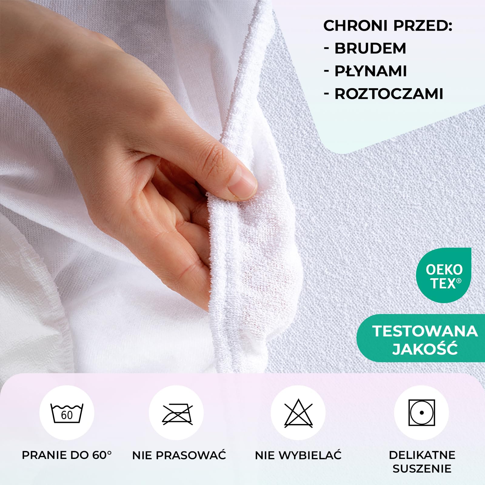 BUYMAX Zestaw 2 wodoszczelnych ochraniaczy na materac, 90 x 200 cm, prześcieradło z gumką bez trzaskania, nakładka na nietrzymanie moczu, gumka dookoła, oddychająca, ochrona przed roztoczami, nadaje się do prania, kolor biały