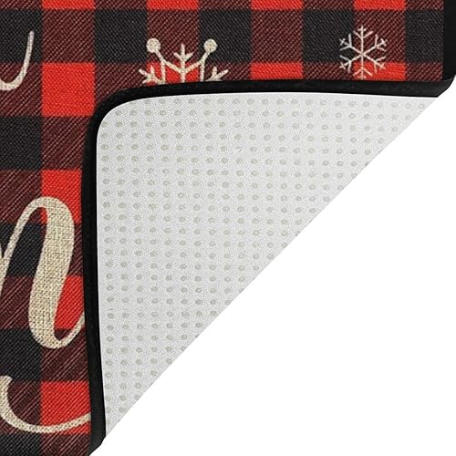 Miniatura 5 de Tapete de Navidad para puerta de Navidad Let It Snow antideslizante y lavable tapete de invierno con parte trasera de goma de Papá Noel tapete de