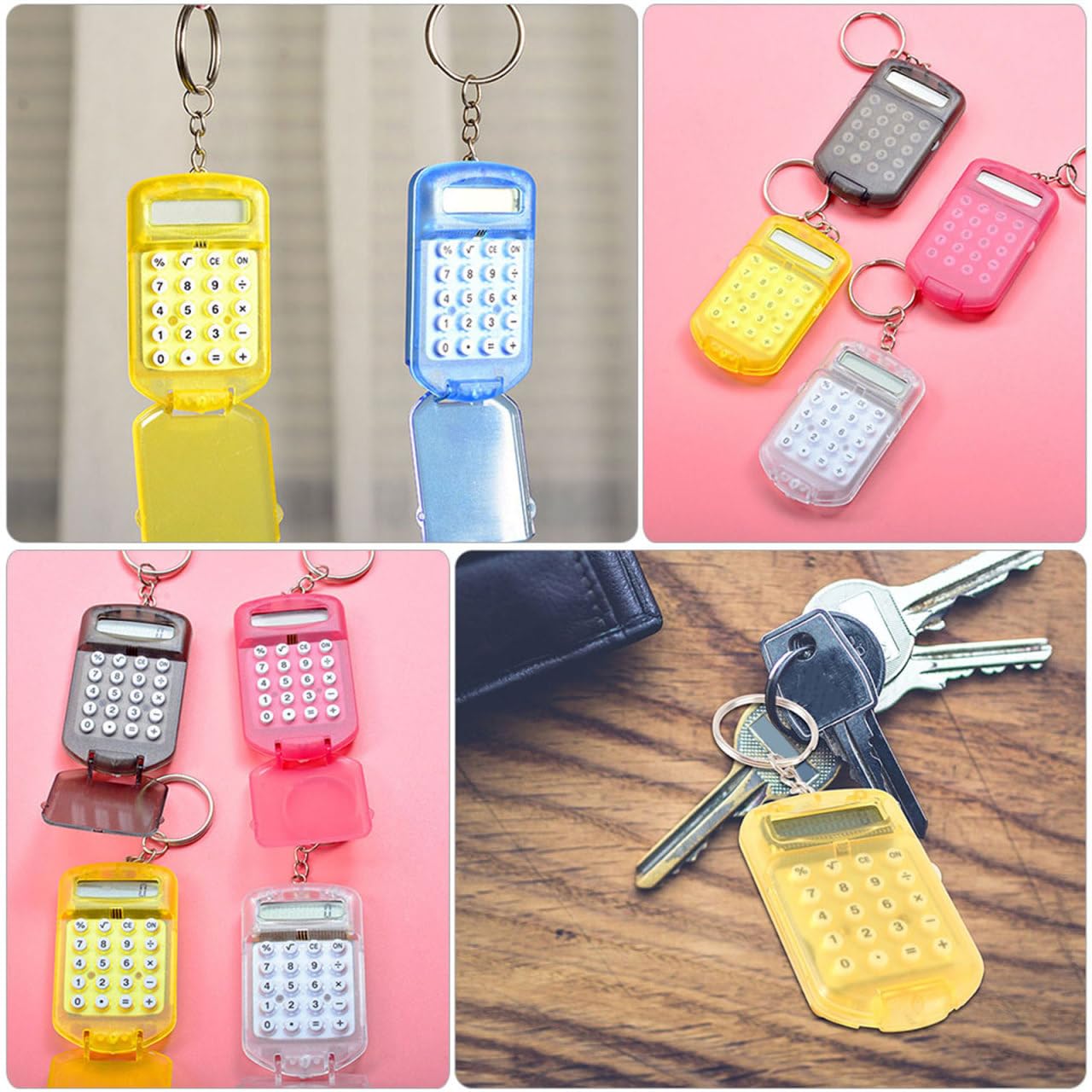 DOITOOL Calculadora De Bolsillo Abatible con Llaveros Mini Calculadora para Estudiantes Y Diseño Práctico Y Portátil para Casa Escuela Y Oficina Piezas X 4