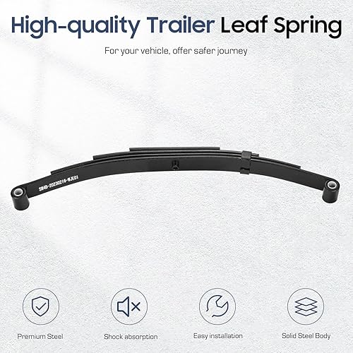 Miniatura 3 de SEHNSUCHT Resorte de hoja para remolque, 4 hojas y capacidad de 1750 libras, resortes de hoja de doble ojo para eje de remolque de 3500 libras,