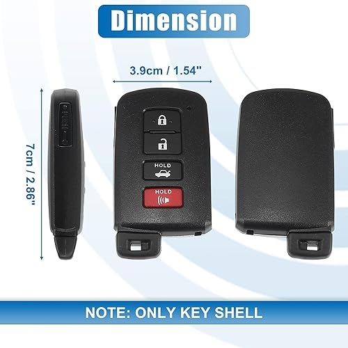 Miniatura 5 de X AUTOHAUX 89904-0E120 HYQ14FBA - Carcasa para llave de coche, 4 botones, control remoto, carcasa de repuesto para Toyota Camry Avalon RAV4 2012-2015