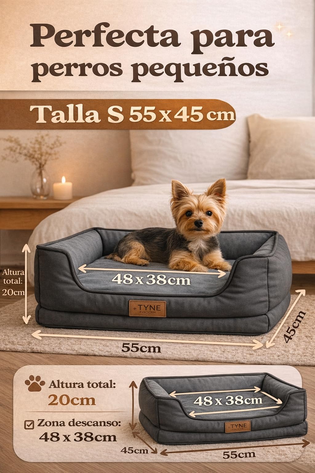 Cama Ortopédica para Perros y Gatos, Colchón Ergonómico para Articulaciones, desenfundable, lavable y antideslizante, Manta, s m l