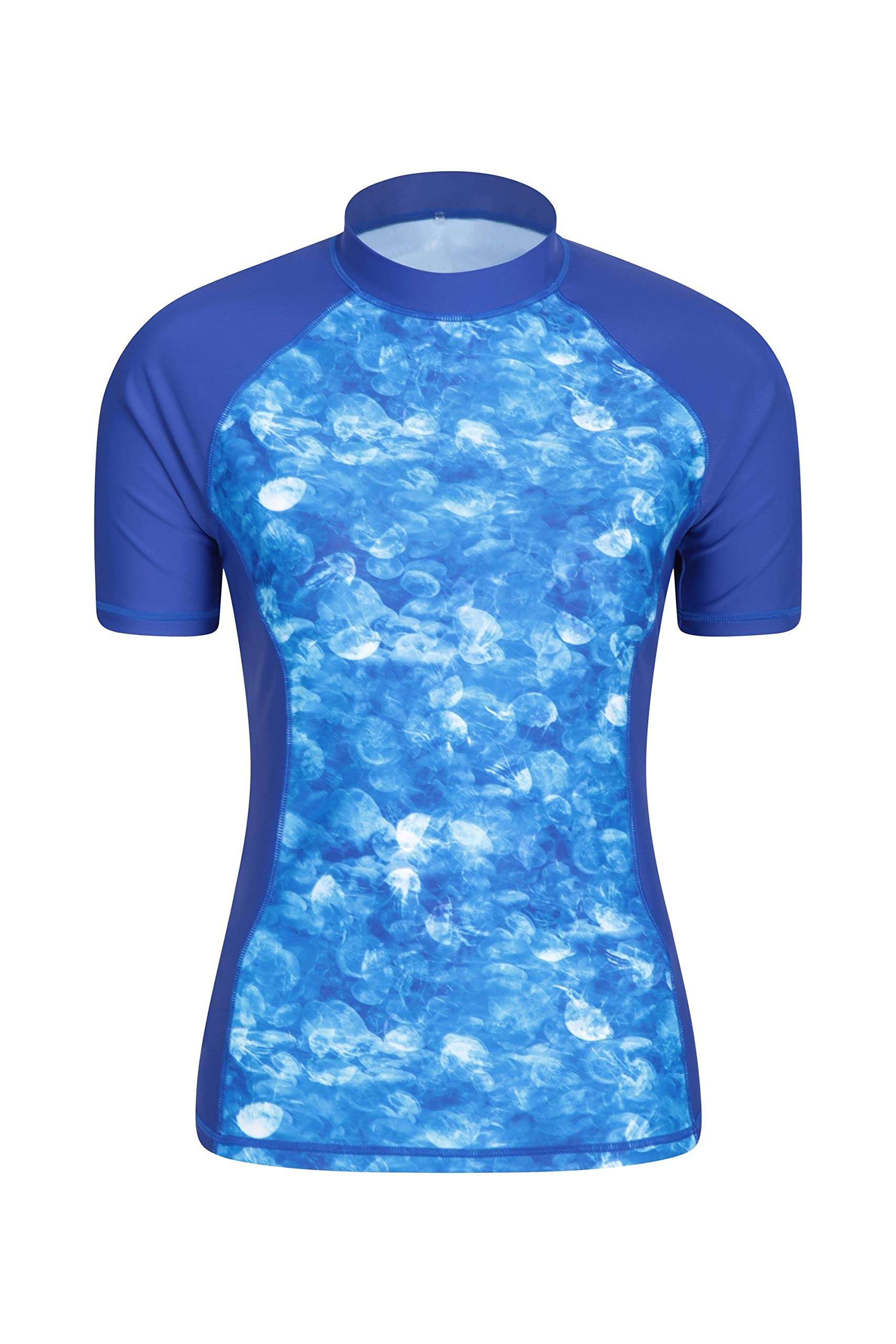Mountain Warehouse Women's Blue (Patterned) Patterned Rash Vest - Upf50+ Sun Protection, Rash Guard, Quick Drying, Flat Seams Swimwear, Stretch Top- For Spring Summer, Swimming Size 14