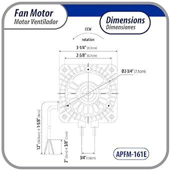 Appli Parts APFM-161E 16W Condenser and Evaporator Fan Motor 115V 60Hz 0.95A, Includes 10in Aluminum Fan Blade and Mounting Base, Universal Replacement for Commercial Refrigeration Units