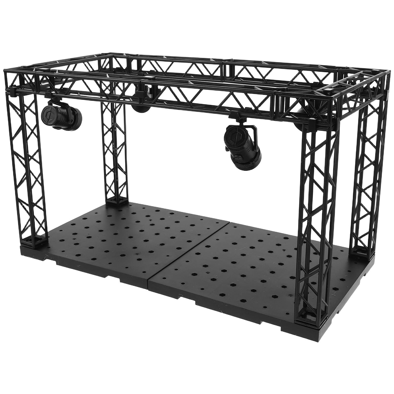 Housoutil Vitrina para Figuras Iluminación Colorida y Protección , Hecha de Plástico Negro, Adecuado para Exhibición de Modelos en Sala de Estar