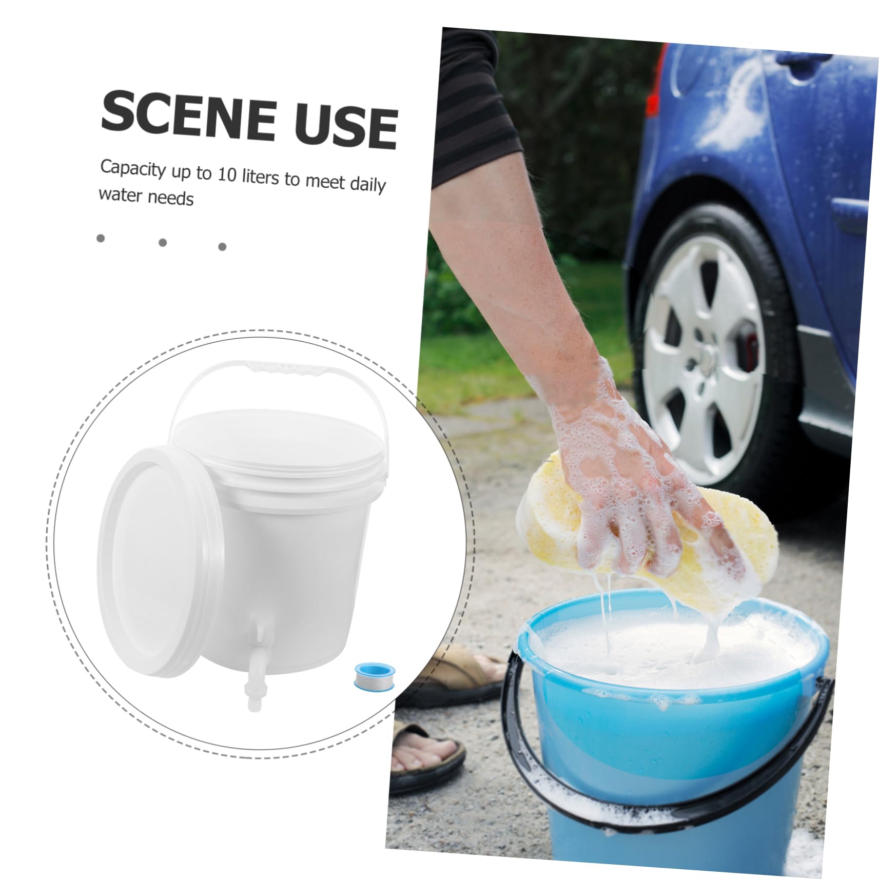 Alipis Secchio con Rubinetto da 10l in Plastica Bianco per Campeggio | Nastro Sigillante, Sostituzione Semplice, Design Sobrio, Finitura Raffinata Stile Casuale