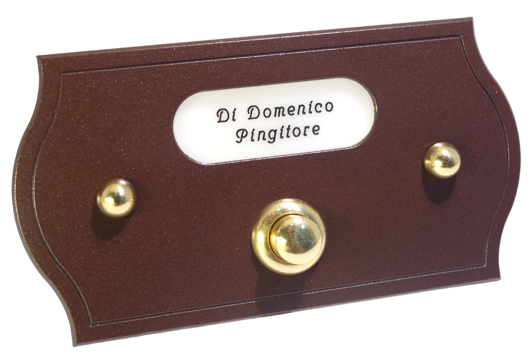 Neroni Mameli Campanello in Ottone Verniciato Marrone Bistro per Esterno abitazione - Porta Ingresso Casa, con Pulsante Elettrico - Modello Aurelio - Made in Italy