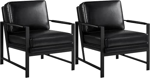 Yaheetech PU Leather Armchair, Retro Leisure Accent Chair with Extra