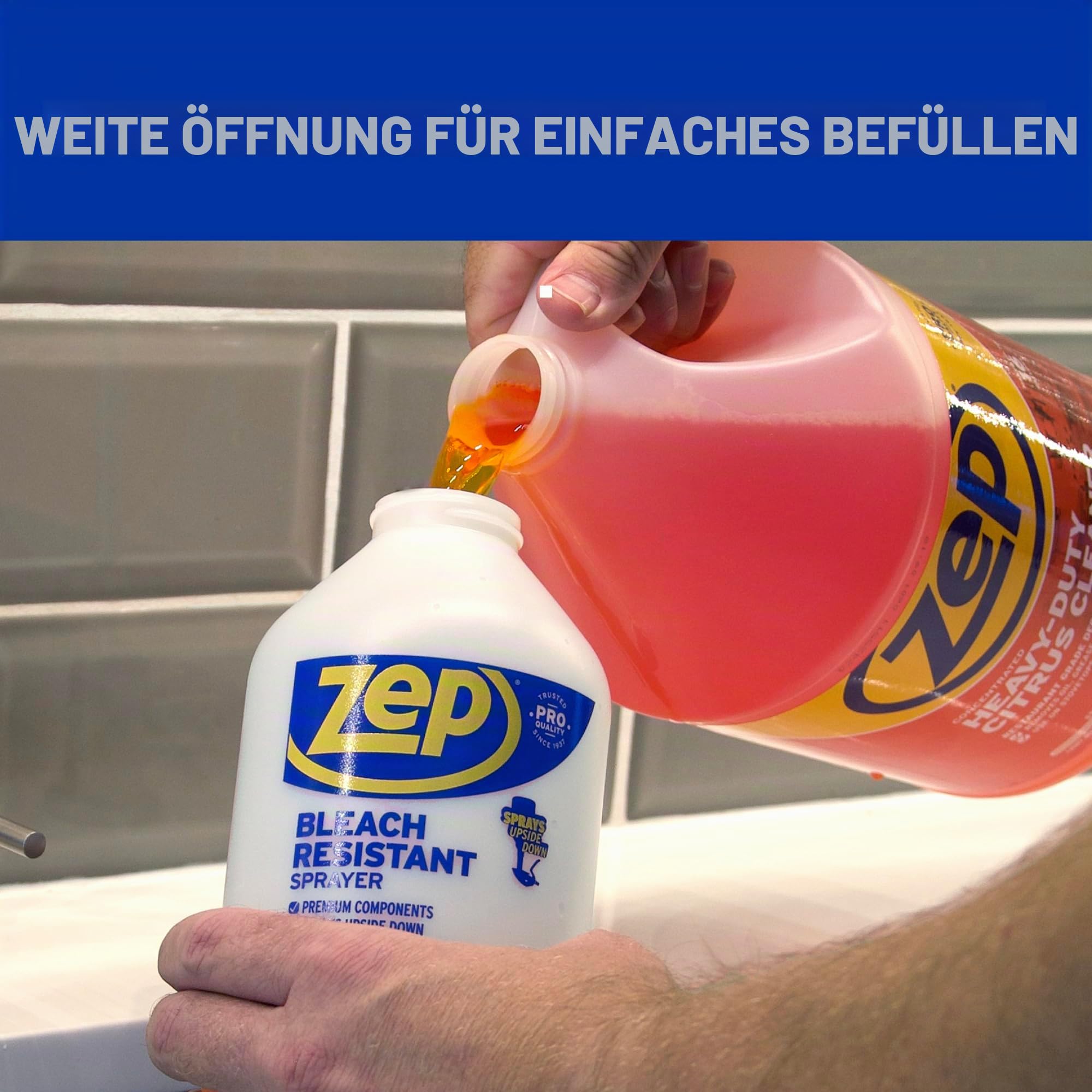 Zep Professioneller Sprüher, bleichbeständig, 2,0 Flasche, 907 ml – 9 m Spray, verstellbare Düse