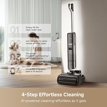 DREAME H15 Pro Heat Wet Dry Vacuum and Mop, 185F Hot Water Floor Cleaning, 0 Hair Tangle, Cordless Floor Cleaner with AI Robotic Arm, 22KPa Suction, 180 Lie-Flat, Hot Self Cleaning, Edge to Edge
