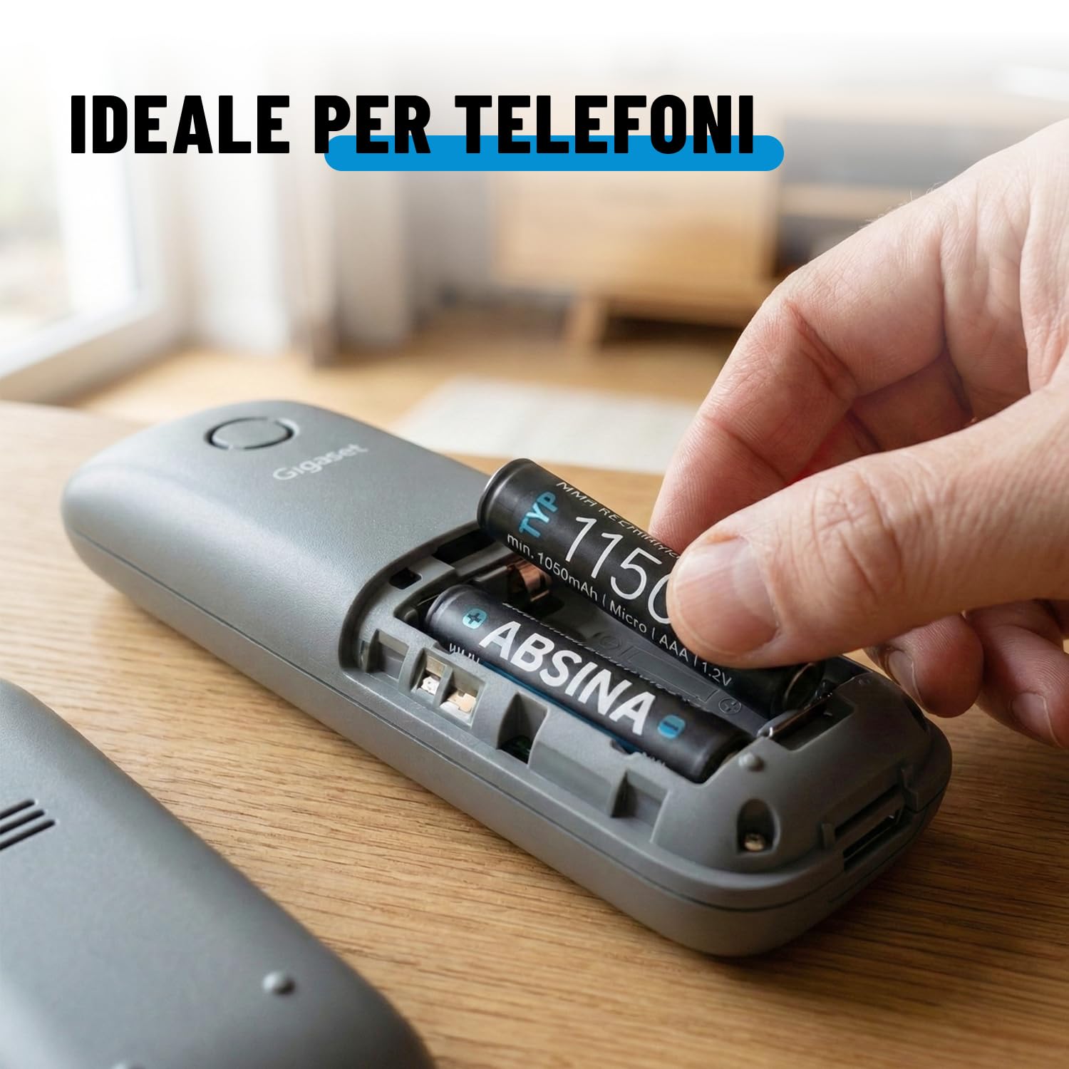 ABSINA Batterie AAA ricaricabili 1150 min. 1050 mAh NiMH 1,2V | Confezione da 32 - pile ricaricabili AAA per dispositivi ad alto consumo energetico - Batterie telefoni - ministilo