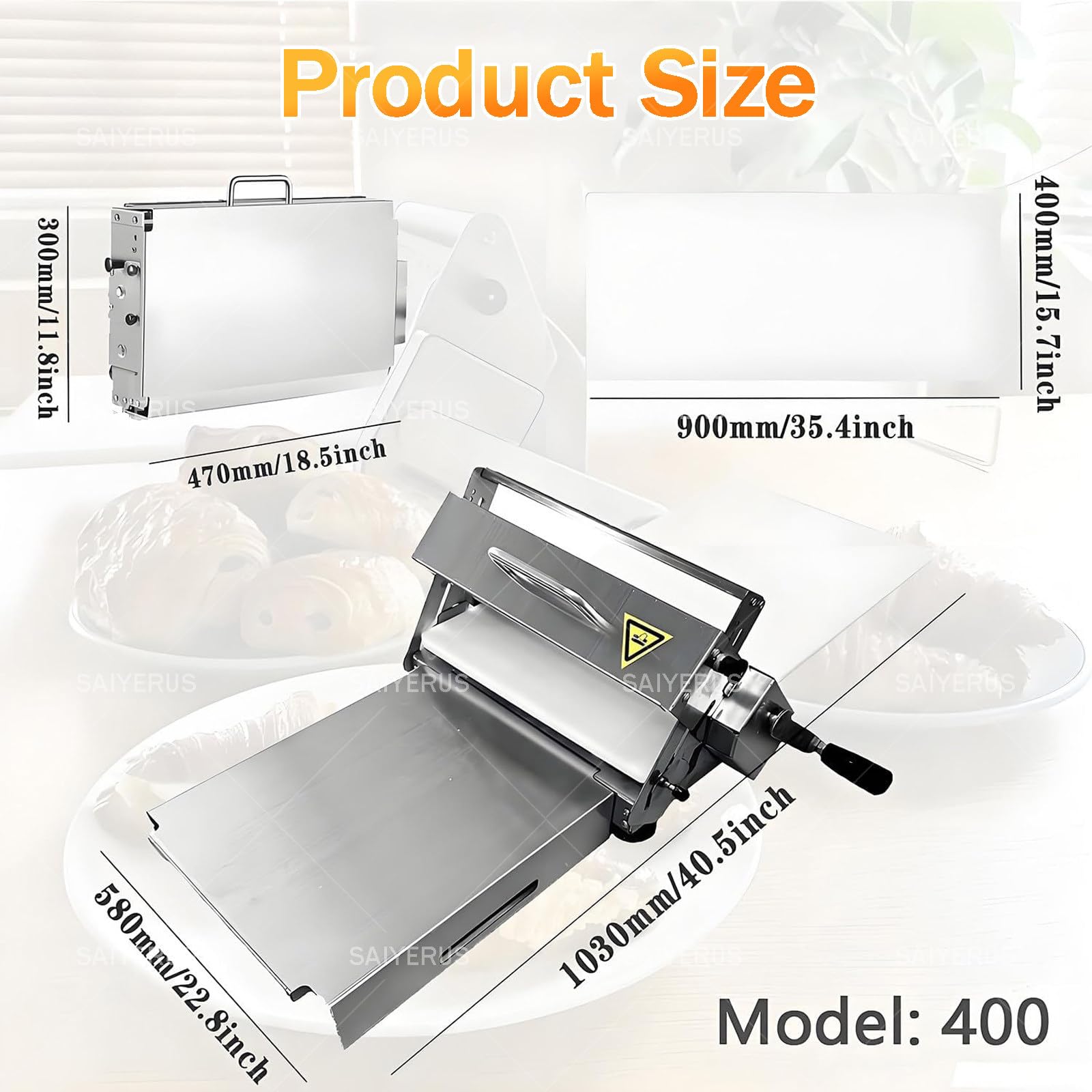 Sfogliatrice Professionale, Macchina per Stendere La Pasta Manuale in Acciaio Inox: Aumenta L'efficienza per Croissant, Cucine Domestiche e Piccole Panetterie, Stabile e Durevole! 103x58cm