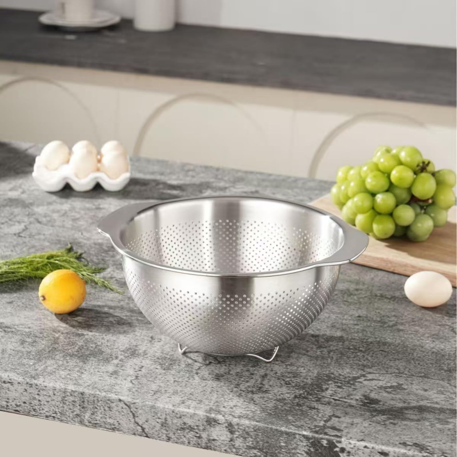 Generisch 3er Pack Metall Küchensieb Set für und Obst mit feinen Löchern, praktisches Sieb aus Edelstahl, Starkes Küchensieb