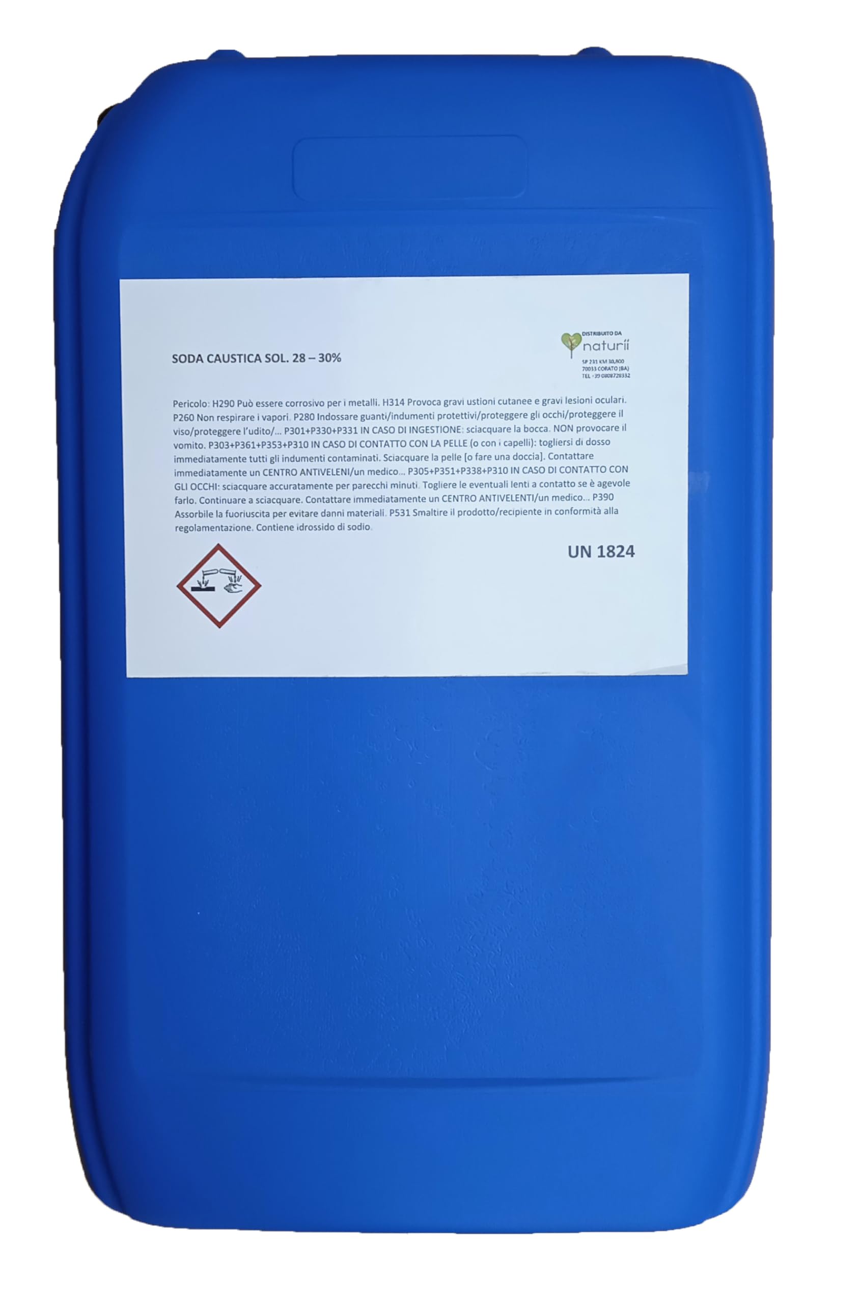 Soda Caustica Liquida 30% - Potente Detergente Industriale per Pulizia e Manutenzione kg 25 Idrossido di Sodio liquido