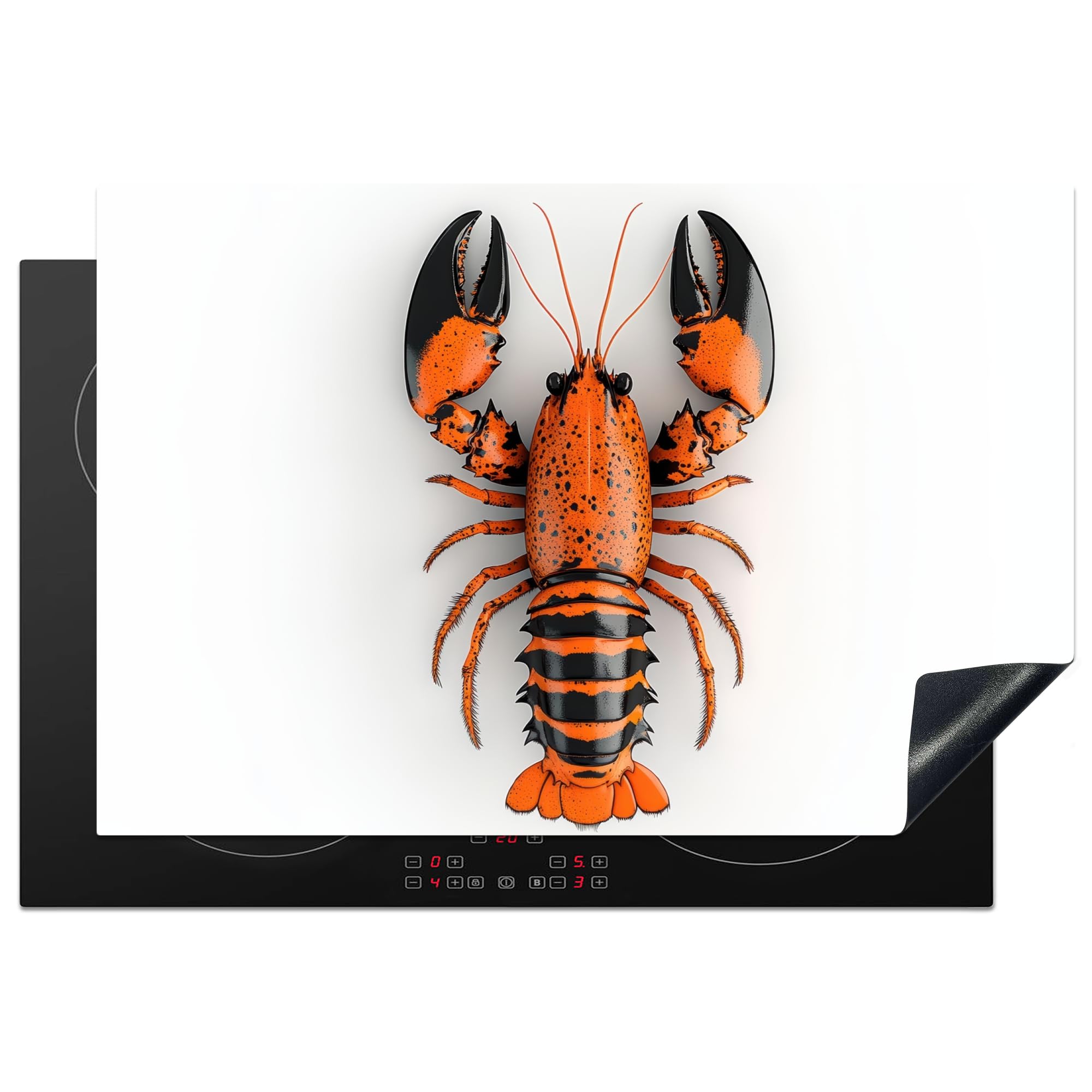 KitchenYeah© Induction Hob Protector Mat 20.1"x30.3" / 77x51 cm Stove Cap Top Cover Kitchen Cooker Covers for Electric Hobs Vinyl Lobster - Black - Orange - White - Unique