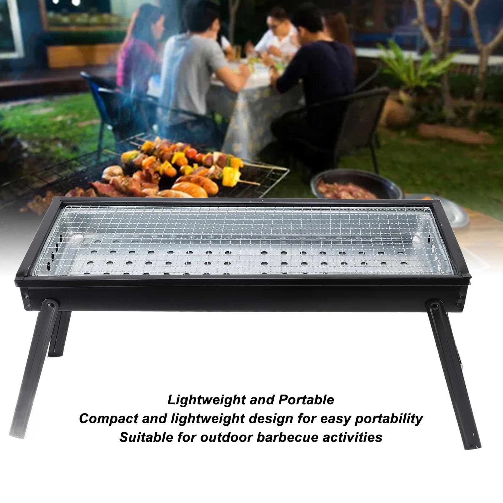 TOPINCN BBQ Grill Barbecue a Carbone Pieghevole Portatile Leggero e Compatto con Grande Rete per Griglia e più Prese D'aria per Picnic in Campeggio All'aperto