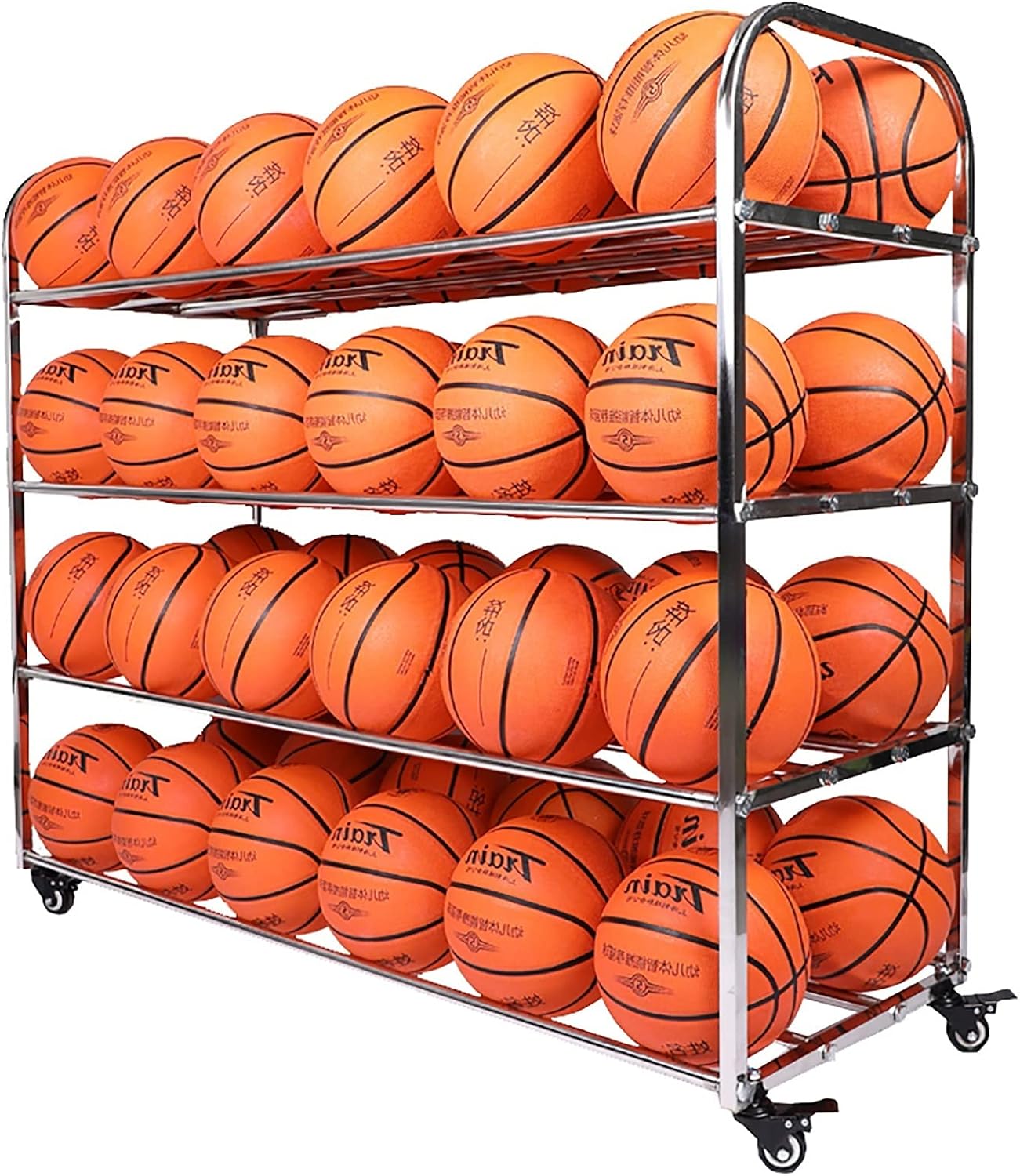 SSZY Ball Storage Cart with Wheels, Double Wide Basketball