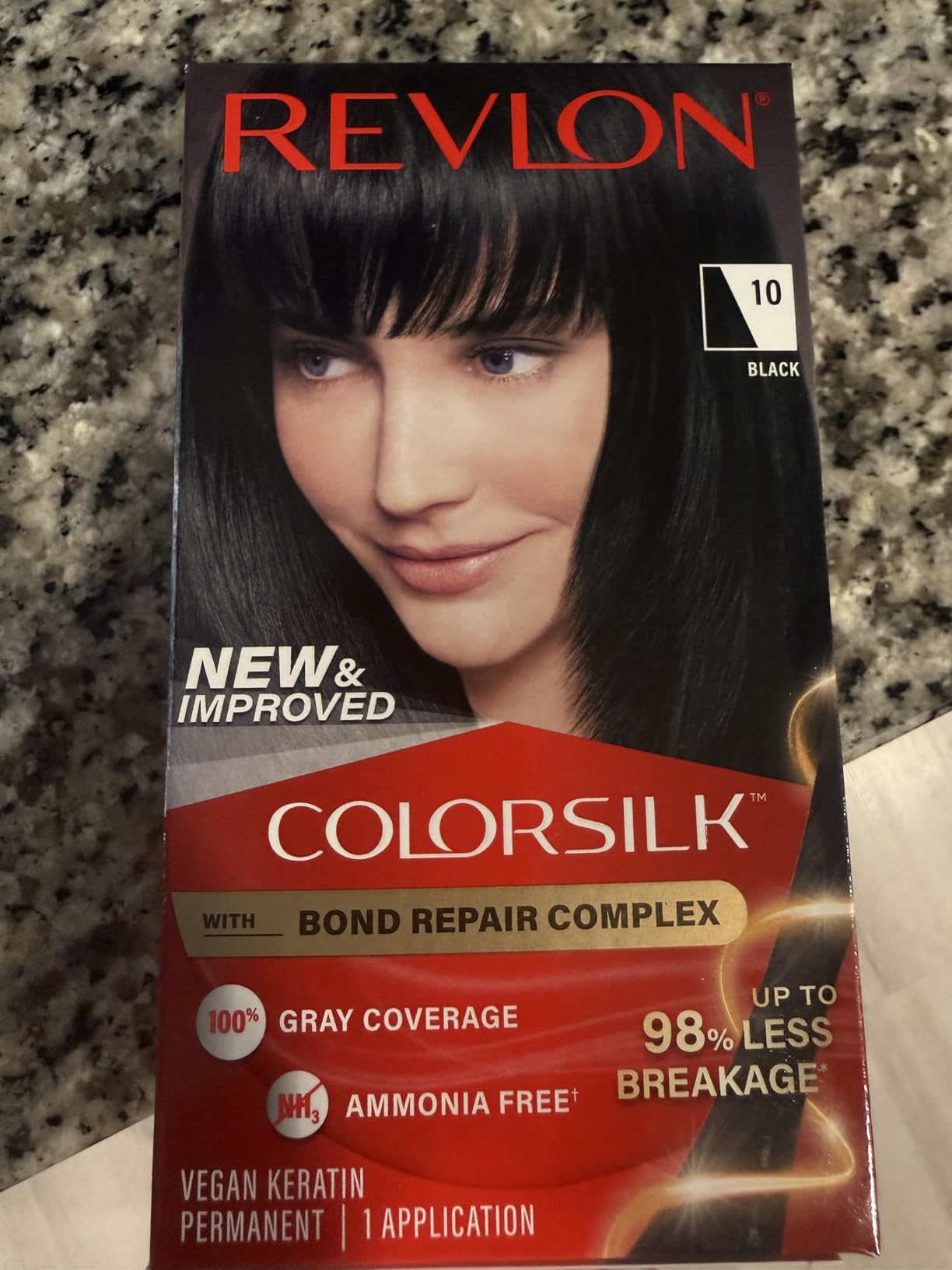 Revlon ColorSilk with Bond Repair Complex, Black Permanent Hair Color, 100% Gray Coverage, Ammonia Free Hair Dye, Vegan Keratin, 10 Black (Pack of 3)
