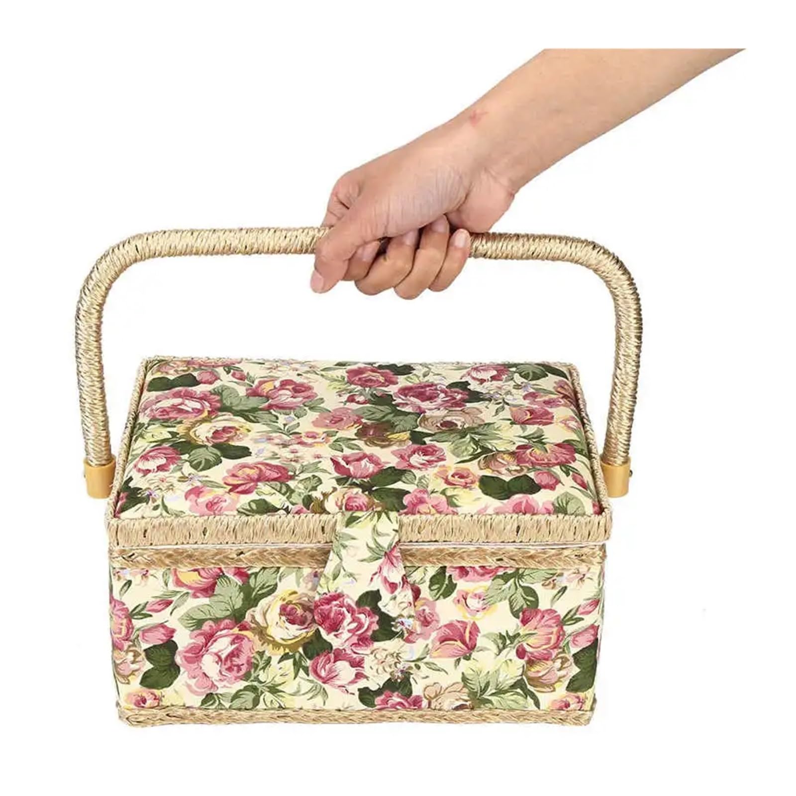 Sewing Box 3 Colors Craft Sewing Tool Needle Thread Basket Fabric Household Storage Box Organizer(Color2)