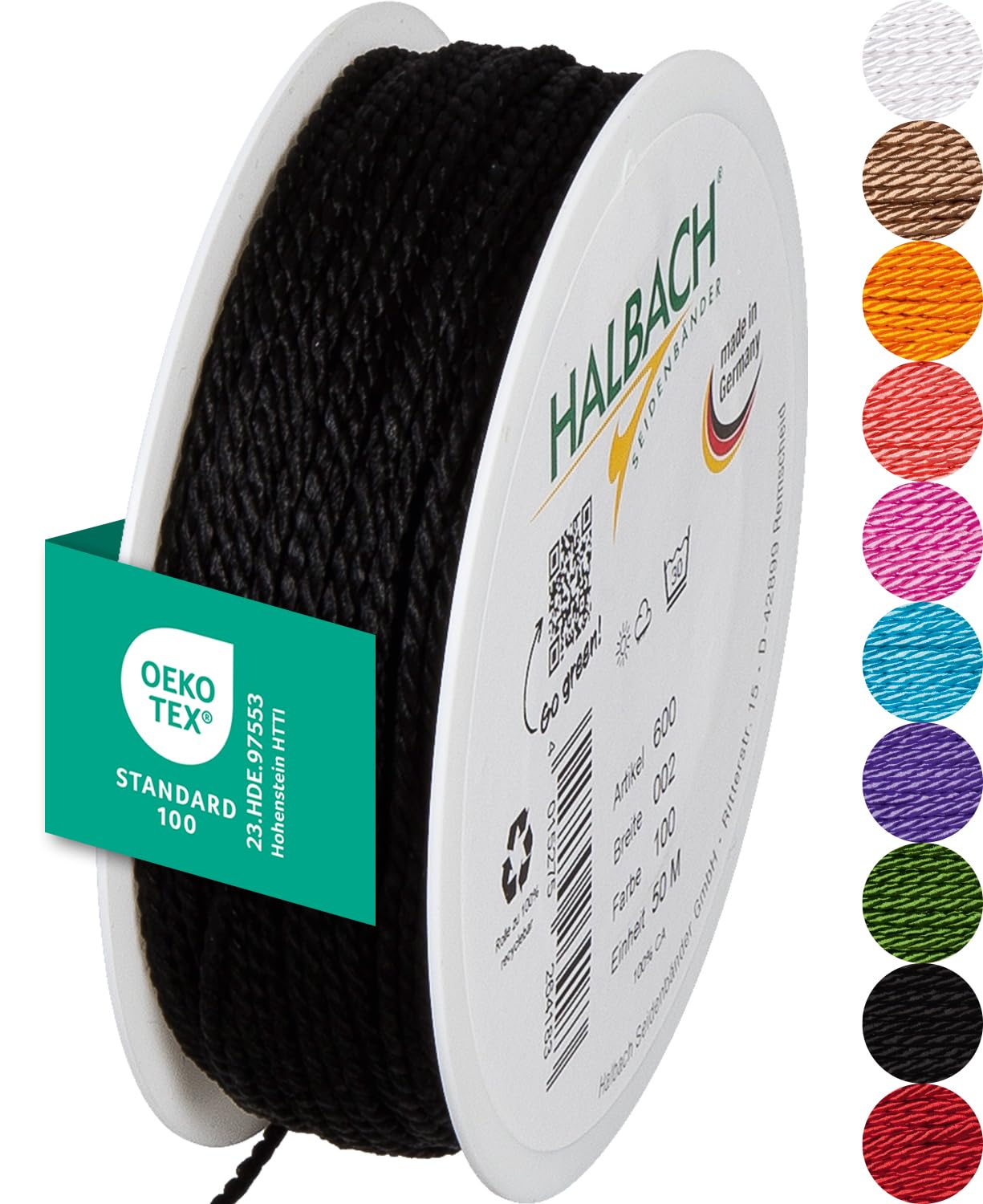 Cord Width 2 mm x 50 m Black 1 Roll