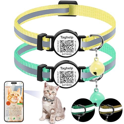 Smart QR Code Cat Collar 2-Pack, Breakaway Reflective Collar with