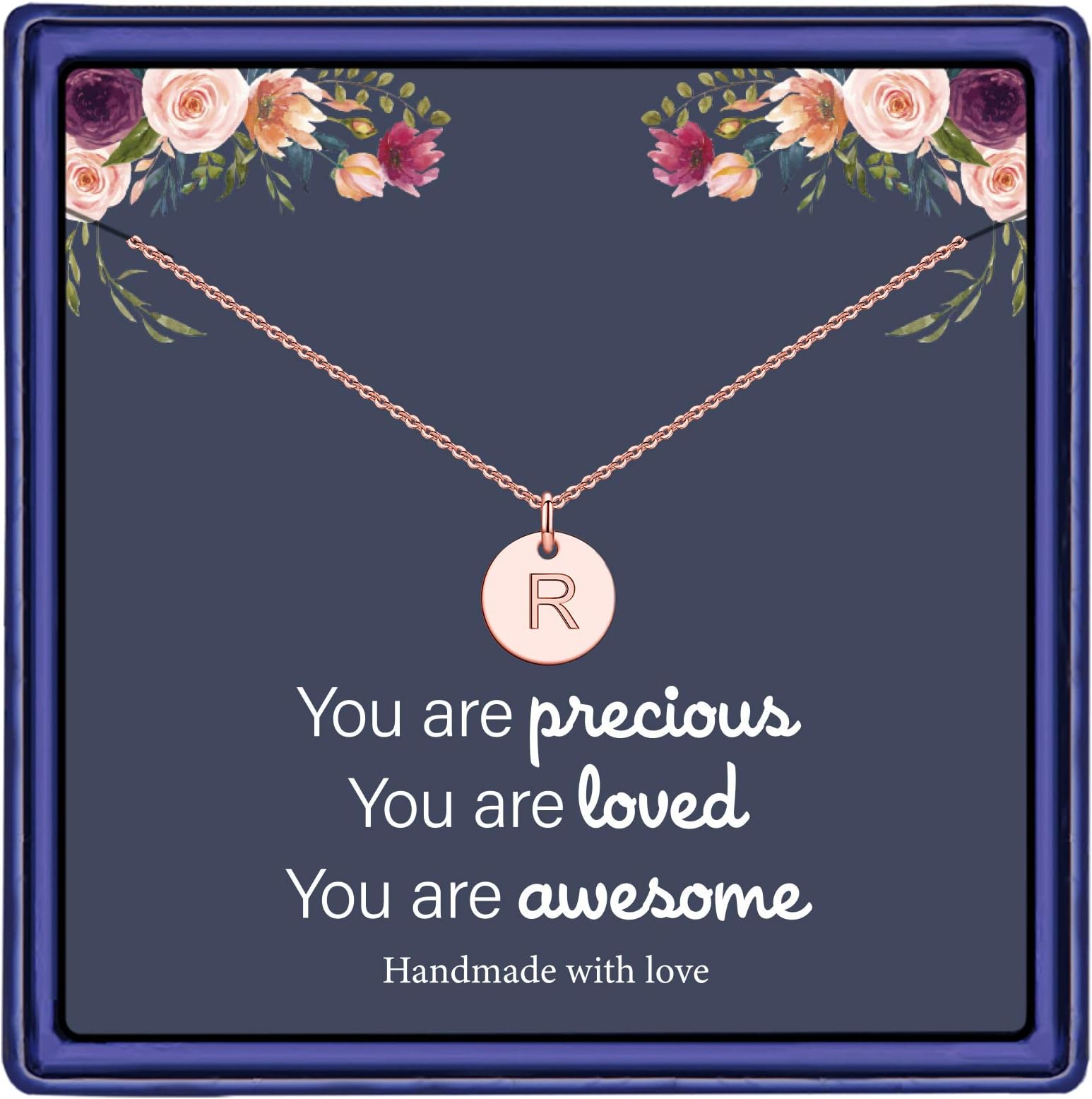 HidepooDisc Initial Necklace Gifts for Girls - 14K Gold Filled/Rose Gold/S925 Sterling Silver Disc Initial Necklaces Personalized Birthday Gift Tiny Initial Necklace Jewelry for Girls Women